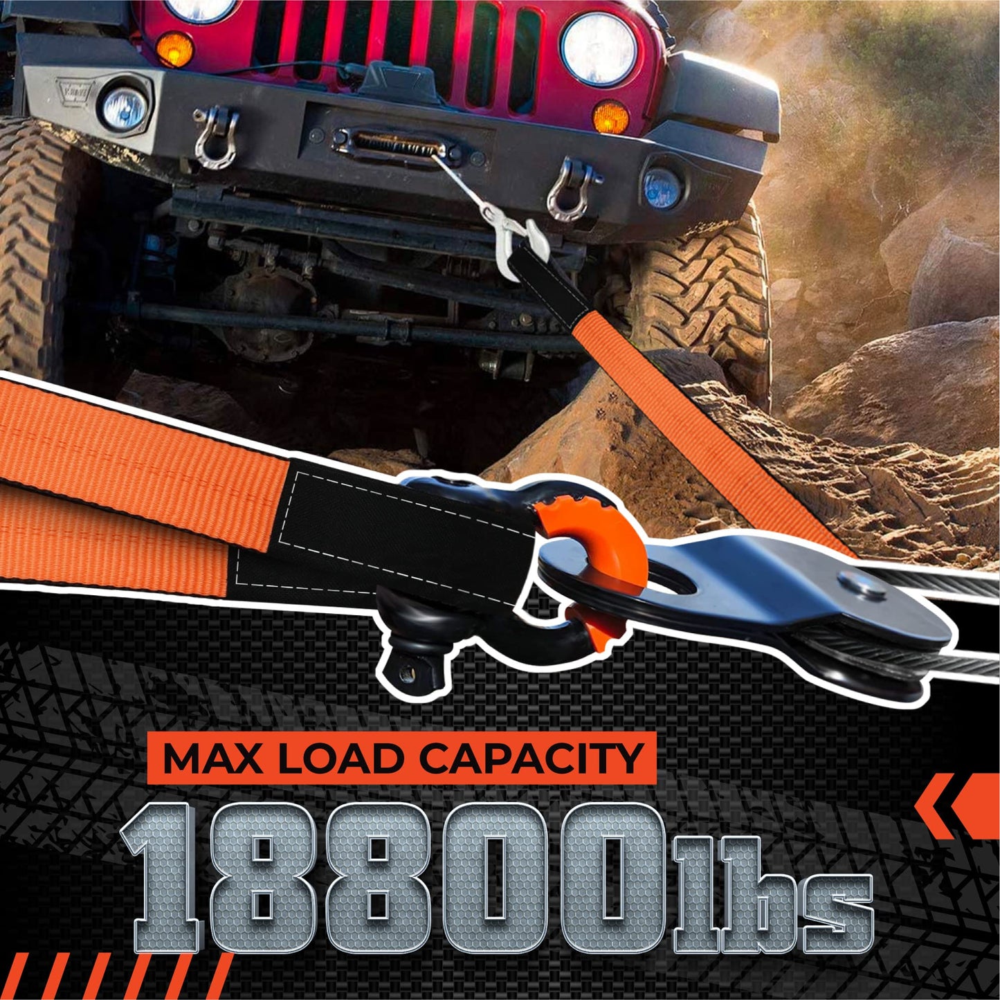 2 Pack 2”x15FT Supper Sturdy Lift Sling Straps, 18800 Pound Capacity Heavy Duty Eye-Eye Nylon Strap for Hoist, 2-Ply Polyester Rigging Straps, Tree Saver Recovery Straps Web Sling Winch