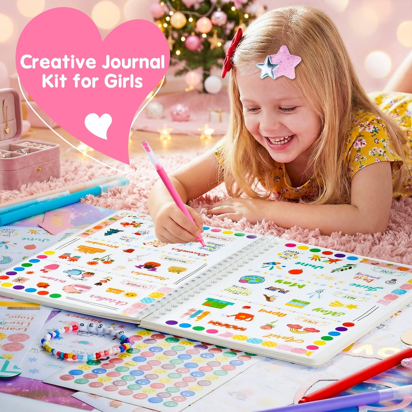 Poaoed 2-Pack DIY Journal Kit for Girls Ages 8 9 10 11 12 13 14, Scrapbook & Diary Supplies, Journaling Kit Arts and Crafts Journal Set for Teens and Tweens, Birthday & Christmas Gifts