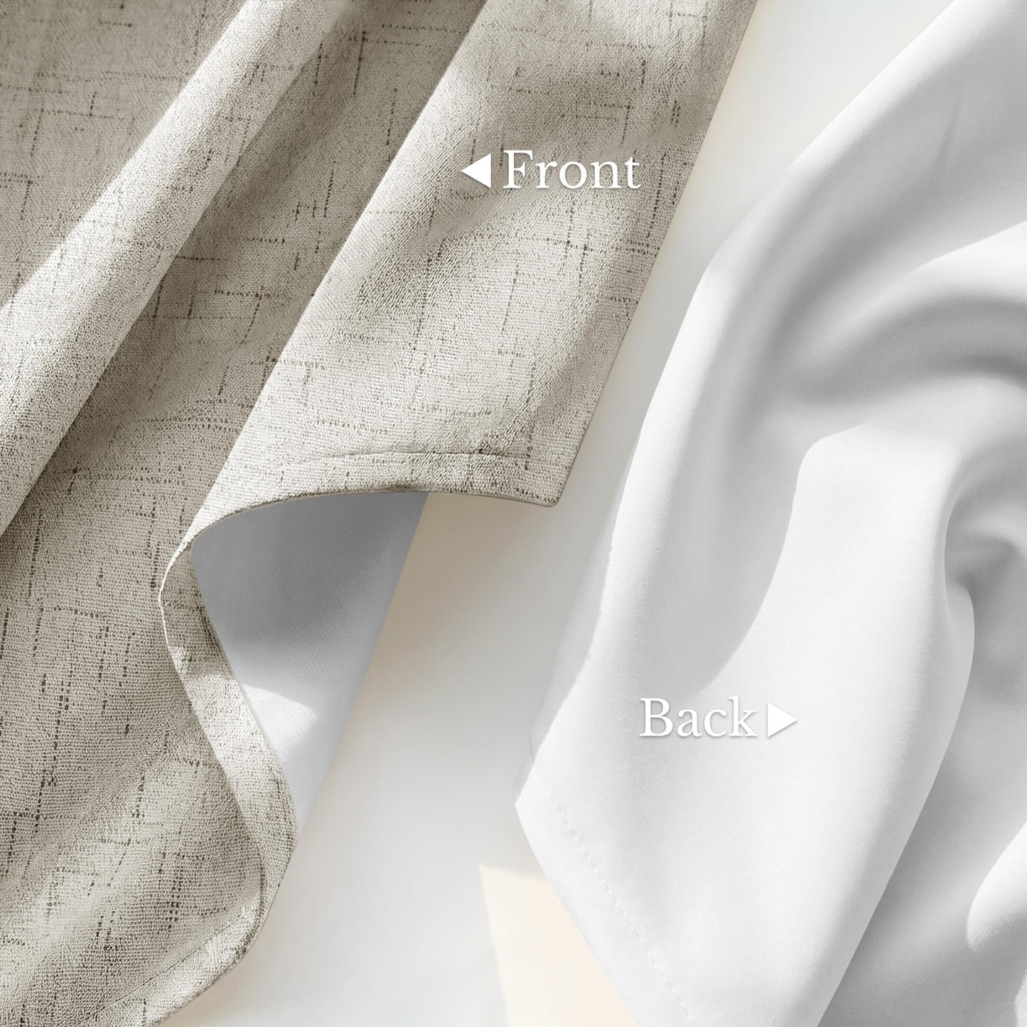 NICETOWN 100% Blackout Linen Beige Curtains 84 inches Long for Living Room, White Liner Composite Grommet Bedroom Thermal Drapes Casual Home Decor Window Treatments, 2 Panels, W52 x L84