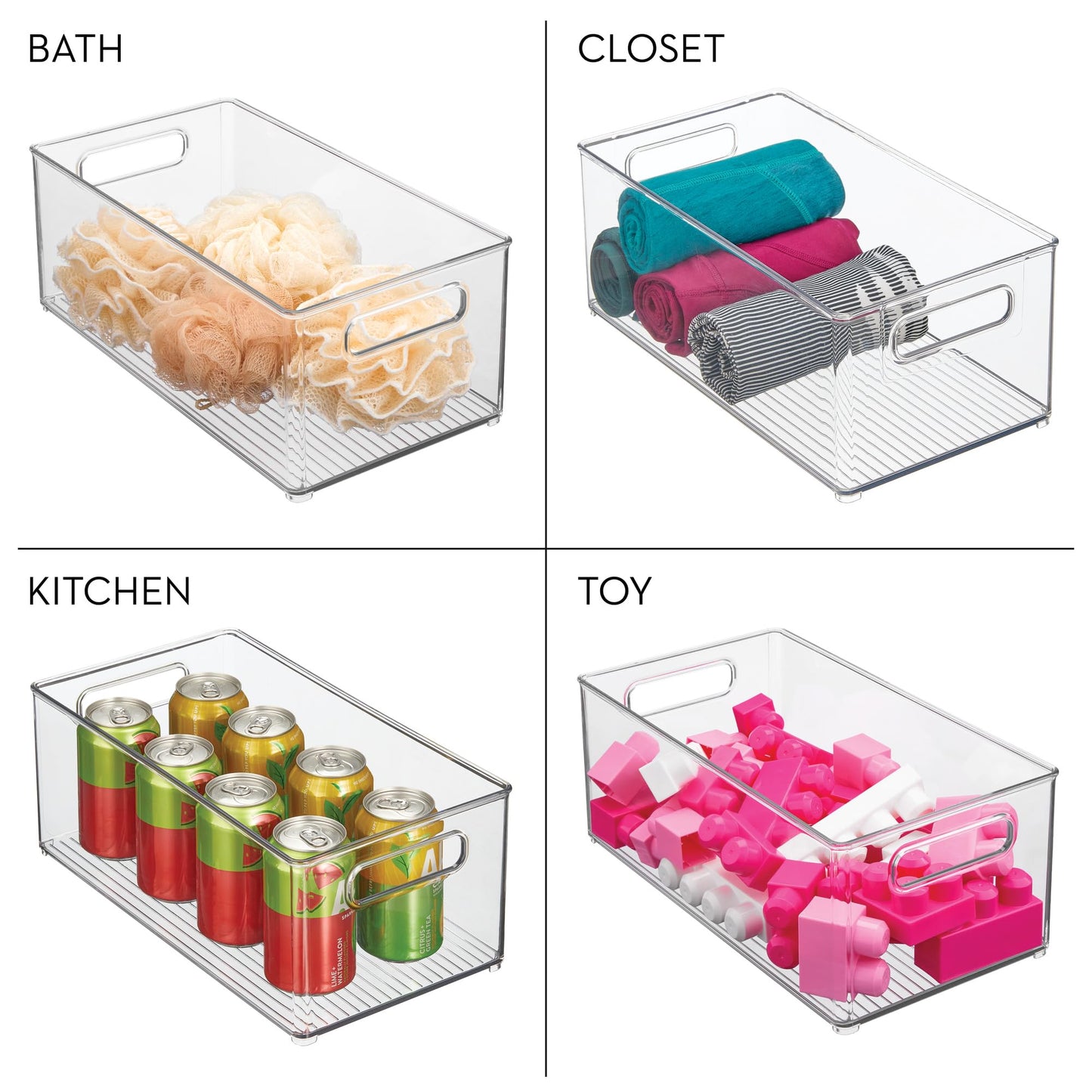 iDesign Stackable Fridge Bin - Kitchen Storage Bin for Pantry, Cabinets, or Fridge, Set of 2, Clear