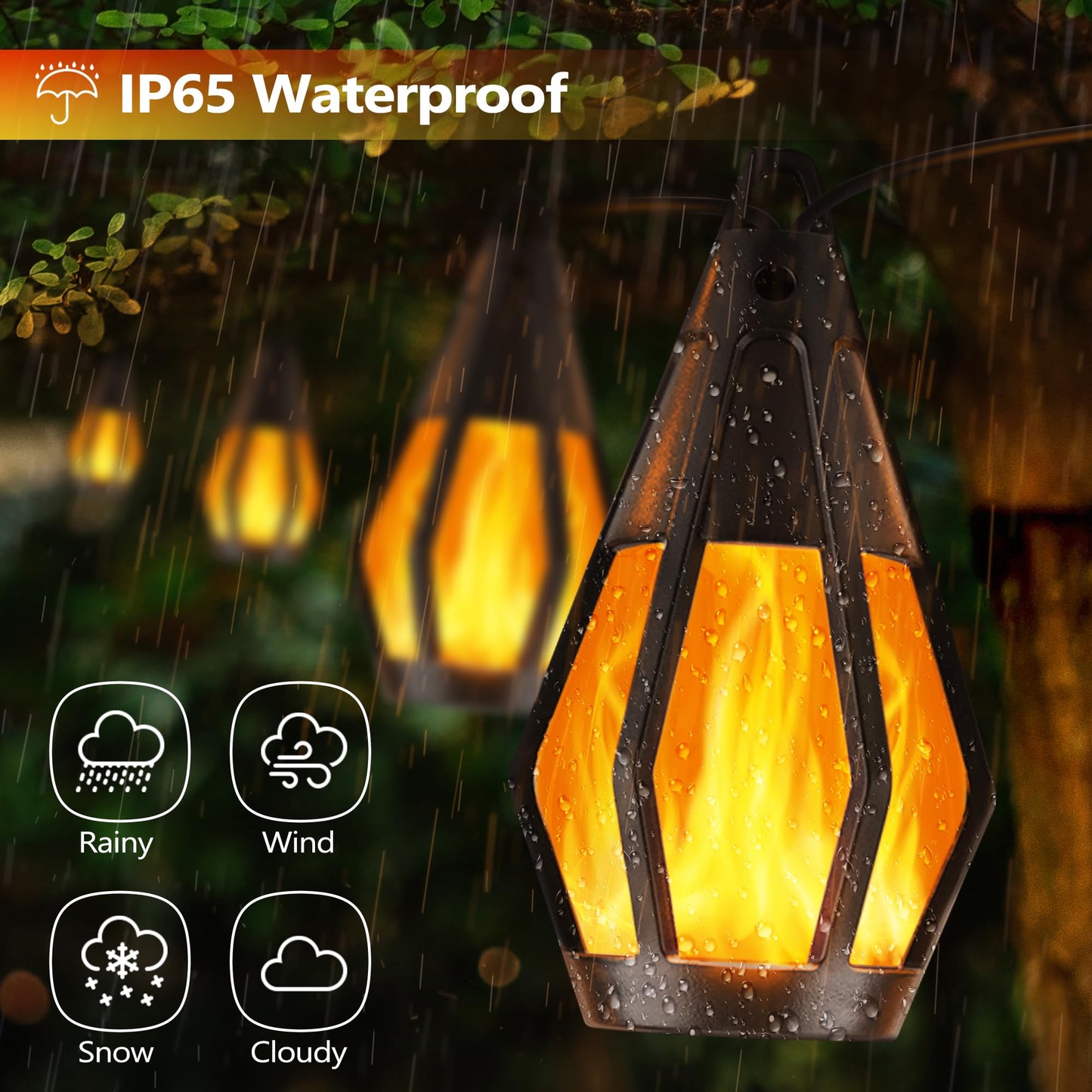 Solar String Lights for Outside, 44Ft Solar Patio Light with 20 Flickering Flame Light Bulbs, Waterproof Warm White Solar Powered Outdoor Lights for Garden Yard Patio Gazebo Bistro Cafe Party Decor