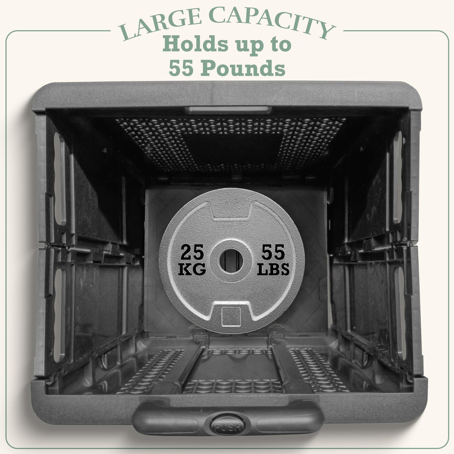 Inspired Living Collapsible Ultra-Slim Pack-N-Roll 4 Wheel Utility Cart, Upto 55 Lbs,Telescopic Handle,durable for Home, Garden, Shopping, Office, School, Laundry, Folds down to 3" Medium, Tall, Black