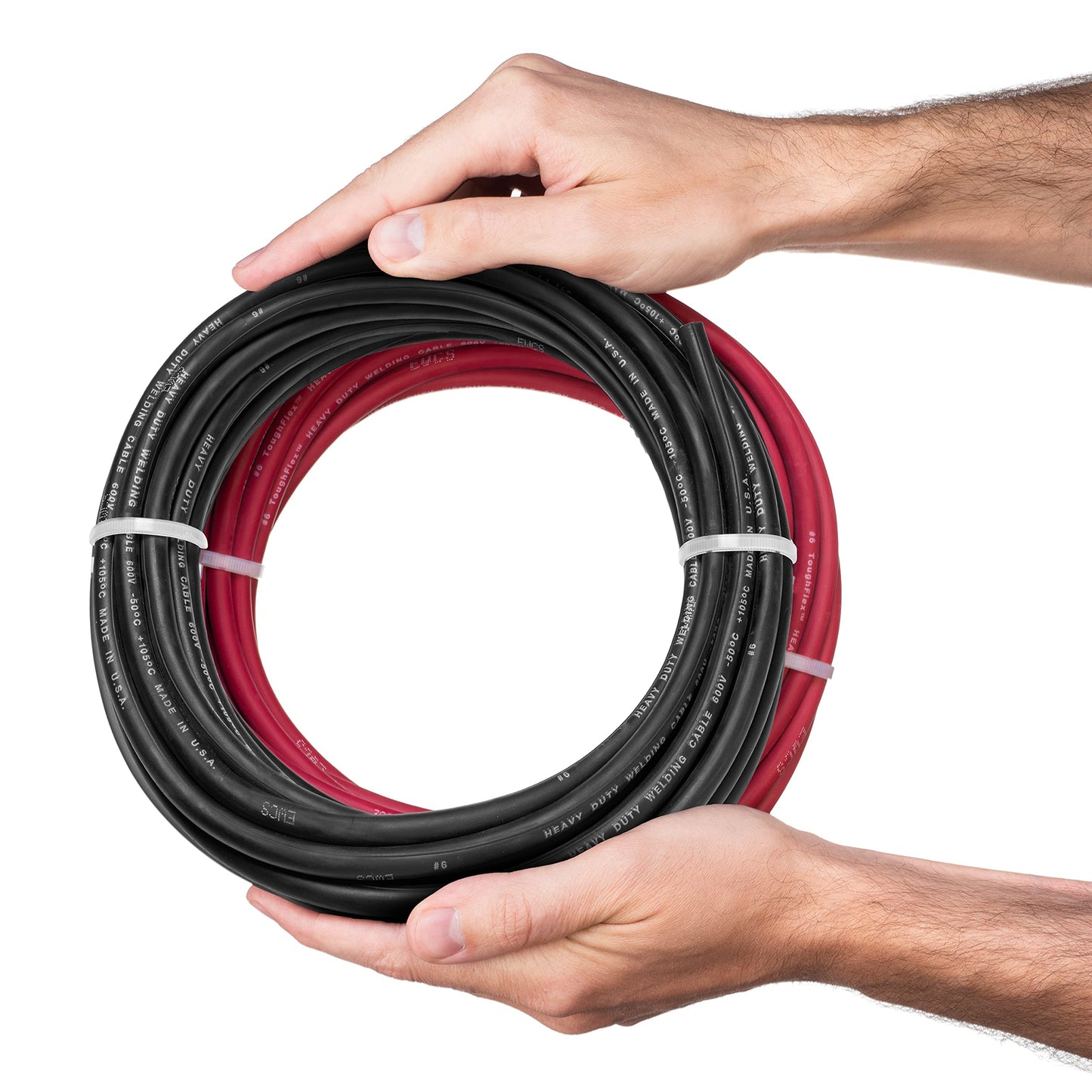EWCS 6 Gauge Premium Extra Flexible Welding Cable 600 Volt Combo Pack - Black+Red 25 Feet of Each - Made in The USA