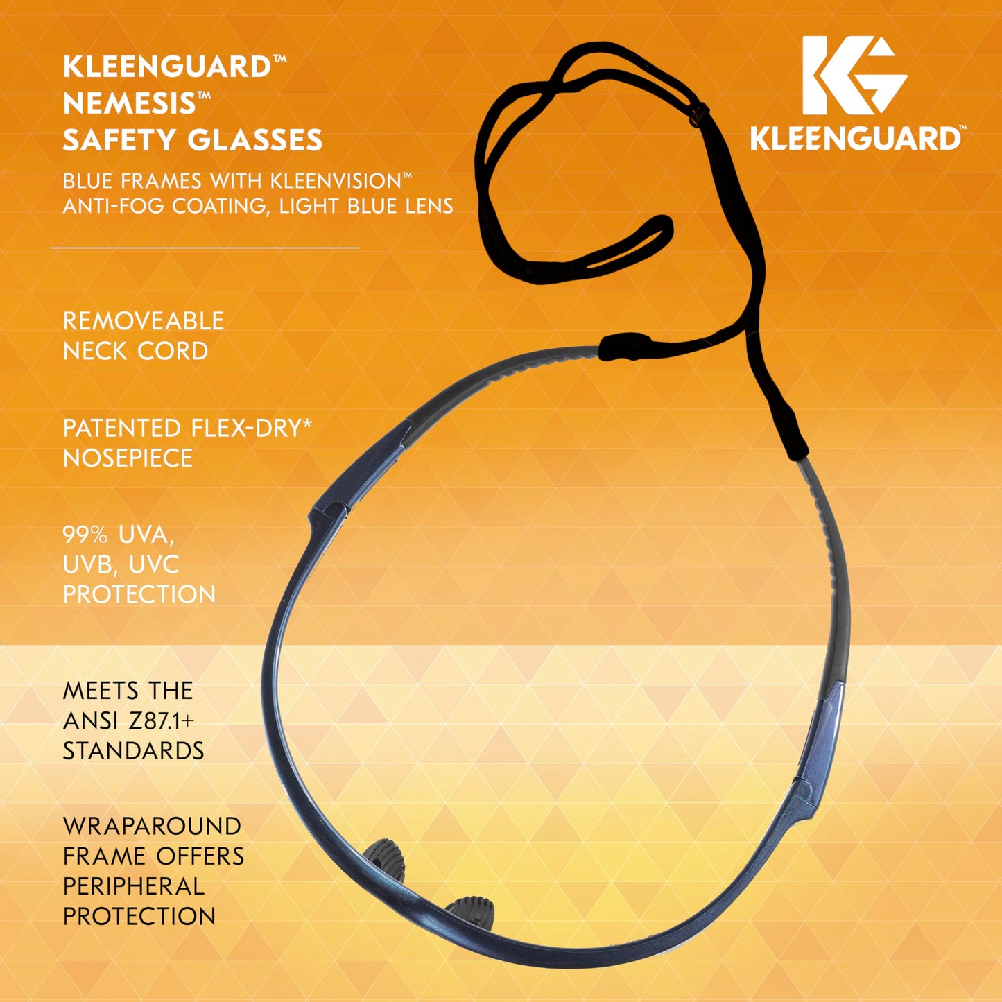 KleenGuard™ V30 Nemesis™ Safety Glasses (19639), Light Blue Lenses with KleenVision™ Anti-Fog coating, Blue Frame, Unisex Eyewear for Men and Women (12 Pairs/Case)