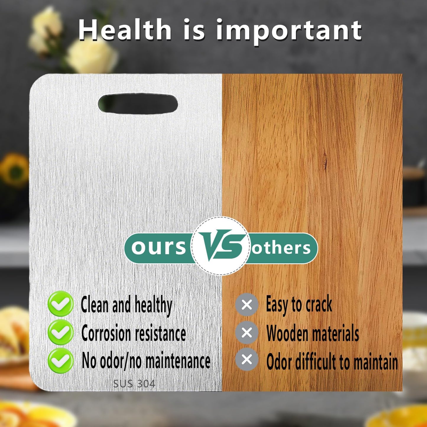 UFJEG Titanium Cutting Board, 3 PCS Titanium Cutting Boards for Kitchen, Non Toxic, Double-Sided Food Grade Chopping Board for Outdoor Camping(15.6" x 11", 13" x 9.3", 11.8" x 7.8")