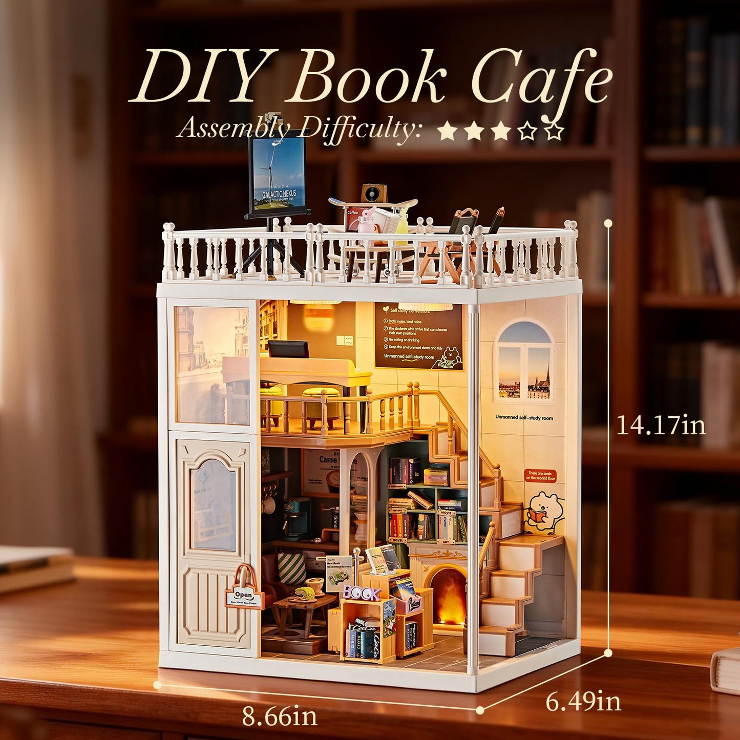FOOZAC DIY Miniature Doll House Kit, 179 Pcs Dollhouse Furniture for Women, Tiny House with LED, Arts and Crafts for Adults, Birthday Gift Party Present