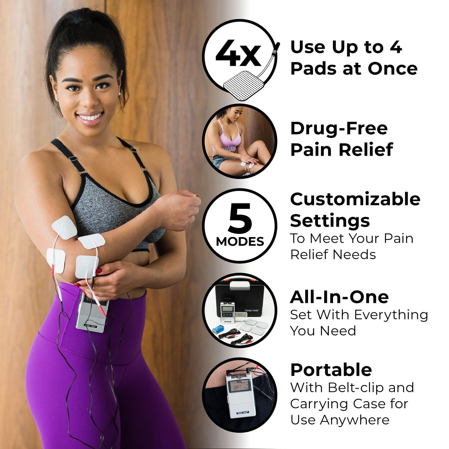 TENS 7000 Digital TENS Unit with Accessories, Includes 16 Pack Electrodes - TENS Unit Muscle Stimulator for Back Pain Relief, General Pain Relief, Neck Pain, Sciatica Pain Relief, Nerve Pain Relief