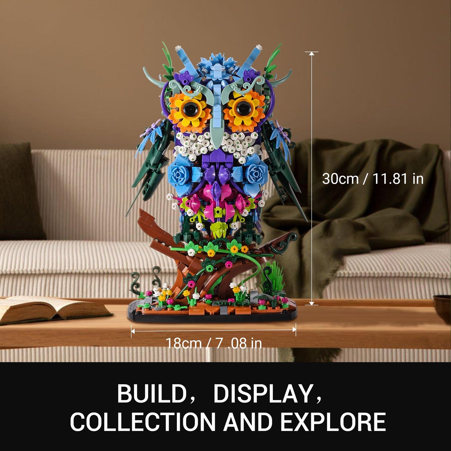 Sillbird Flower owl Building Sets for Adults Mother's Day Birthday Creative Gift Ideas for Women & Men, Home Décor Display or Centerpieces for Table - Buildable Animals Model Botanical Collection