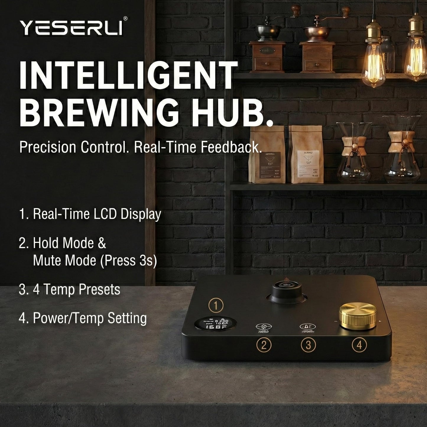 1.0L Gooseneck Electric Kettle with ±1℉ Temperature(104-212F) Control, Expert Brew Pour-Over Coffee & Tea,4 Temp Preset,12H Keep Warm,304 Stainless Steel Interior, 1200W Fast Boiling, Matte Black
