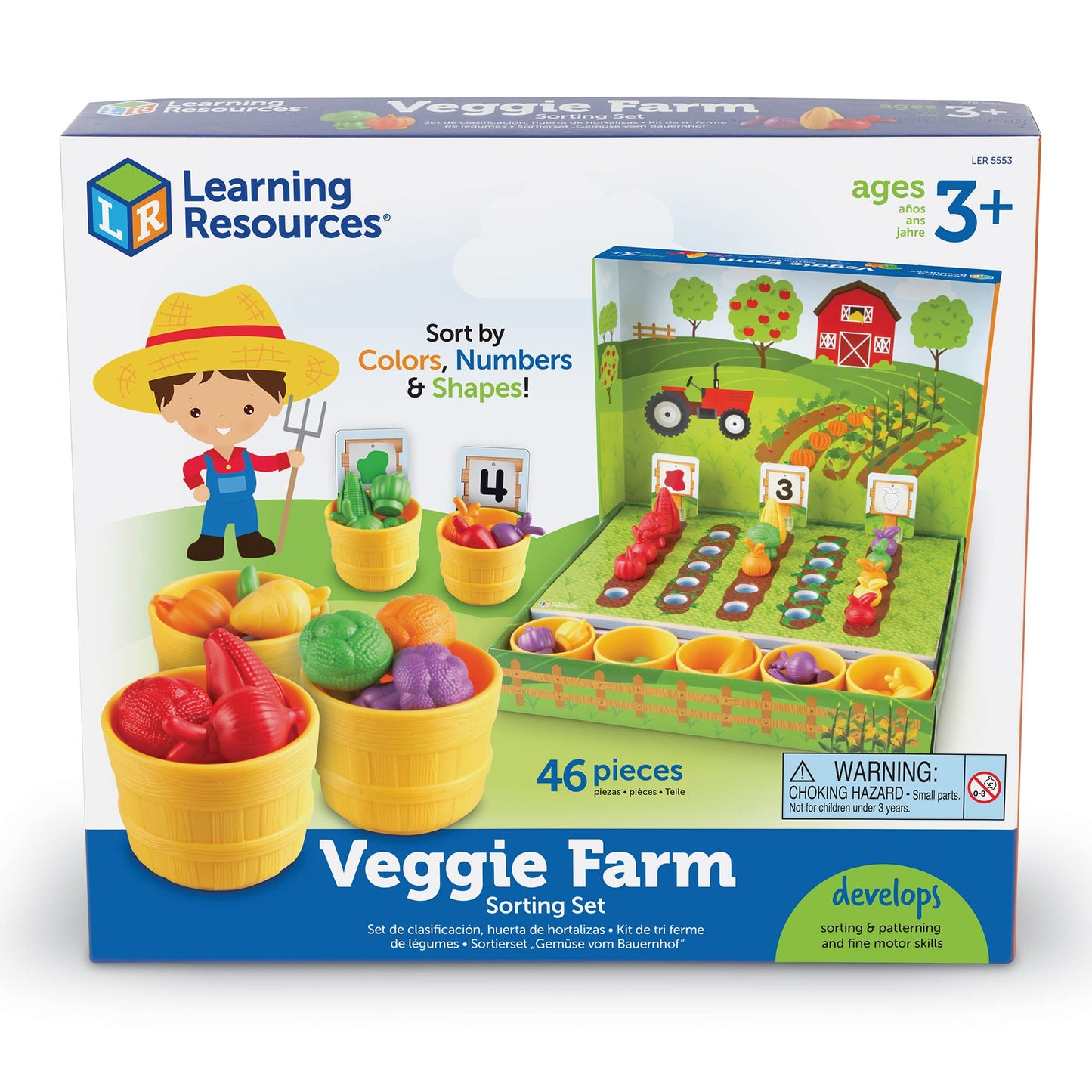 Learning Resources Veggie Farm Sorting Set - 46 Pieces, Ages 3+ Toddler Learning Games, Educational Games for Kids