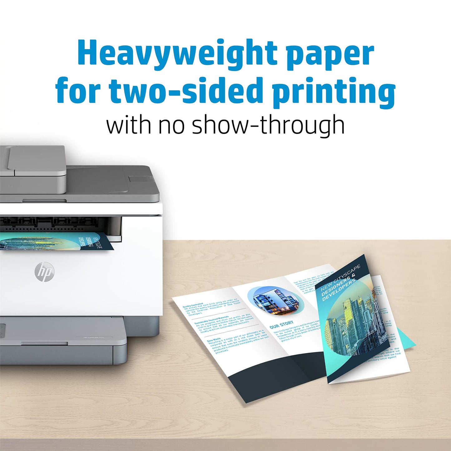 HP Professional Tri-fold Business Paper, Glossy, 8.5x11 in, 48 lb, 150 sheets, works with inkjet, PageWide, laser printers (4WN12A)