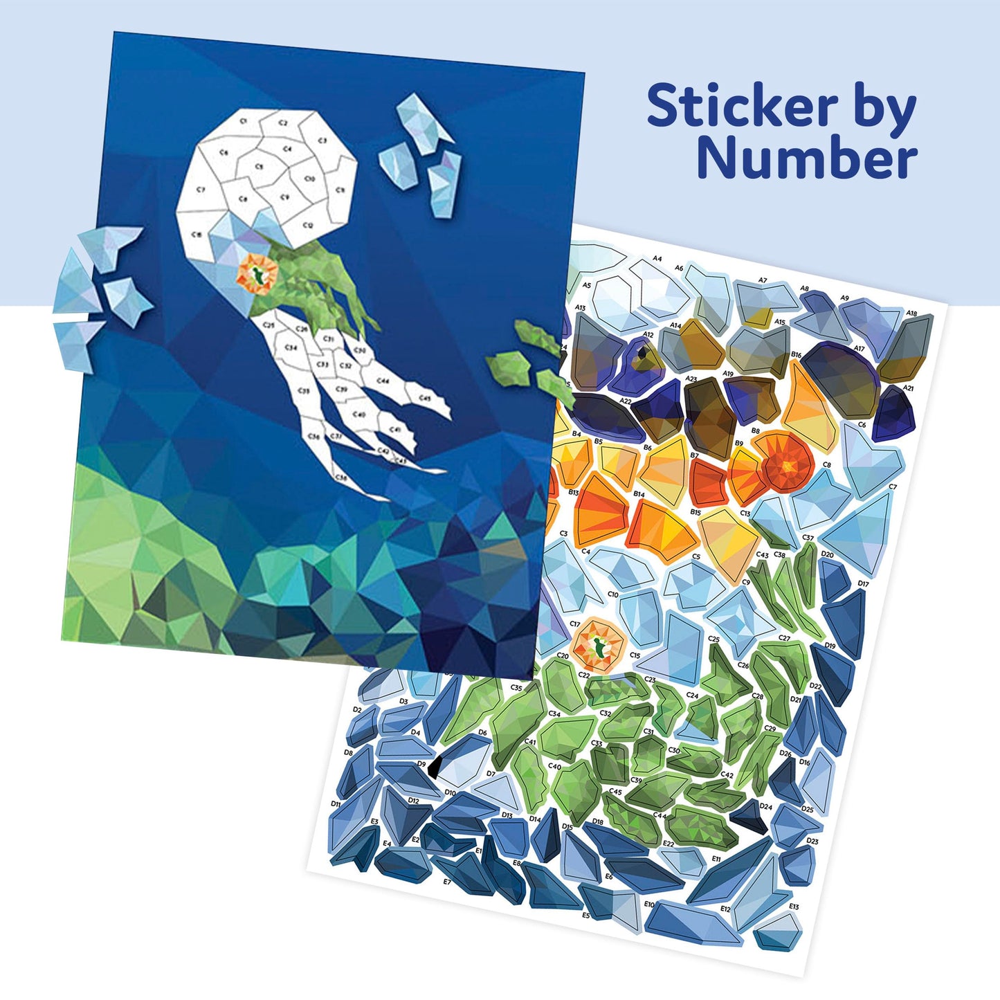 Sticker By Number Book Set for All Ages, Sticker Mosaics for Fun and Relaxation, Sticker Books for Adults with Tear-Out Pages Featuring Animals, Ocean Life, and Plants (Set of 4 Books)
