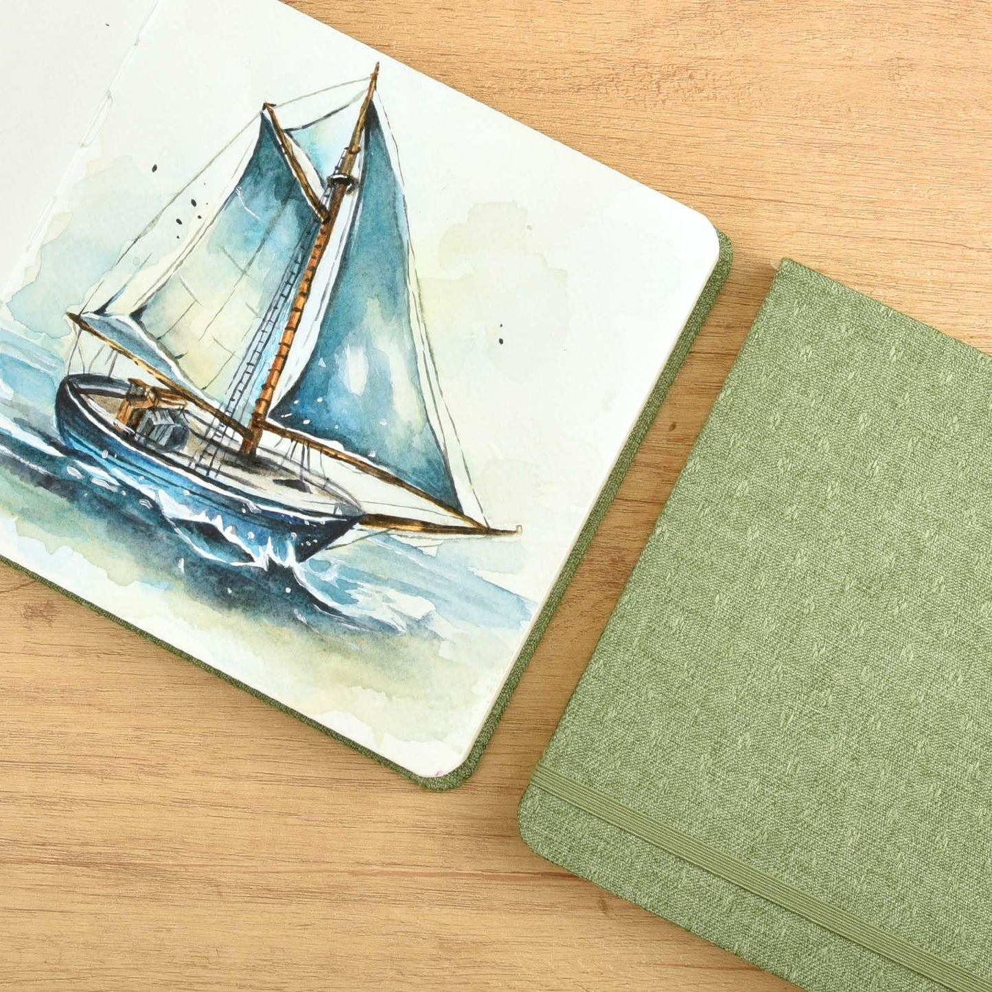 Hardcover Watercolor Journal, 42 Pages, 8.3x8.3, 140 lb/300 GSM, Acid-Free, Cold Press, Cotton Pulp, Perfect for Artists & Travel Sketching (8.3×8.3in)