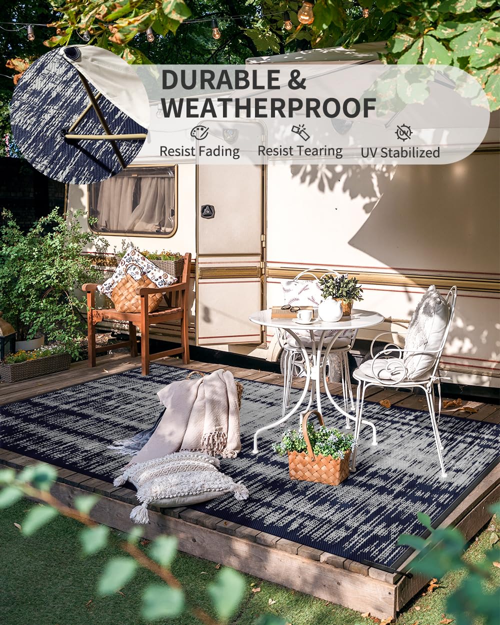 MontVoo Outdoor Rug Waterproof 6x9 ft Outdoor Patio Rug Mat Reversible Plastic Straw Outside Rug Carpet Outdoor Rugs for RV Camping Picnic Beach Balcony Porch Deck
