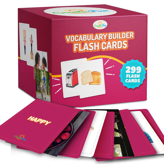 299 Vocabulary Builder Flash Cards, Educational Photo Cards for Home, Speech Therapy Materials, ESL Teaching Materials Includes Emotions, Matching Go Togethers, Nouns, Opposites, Prepositions, Verbs