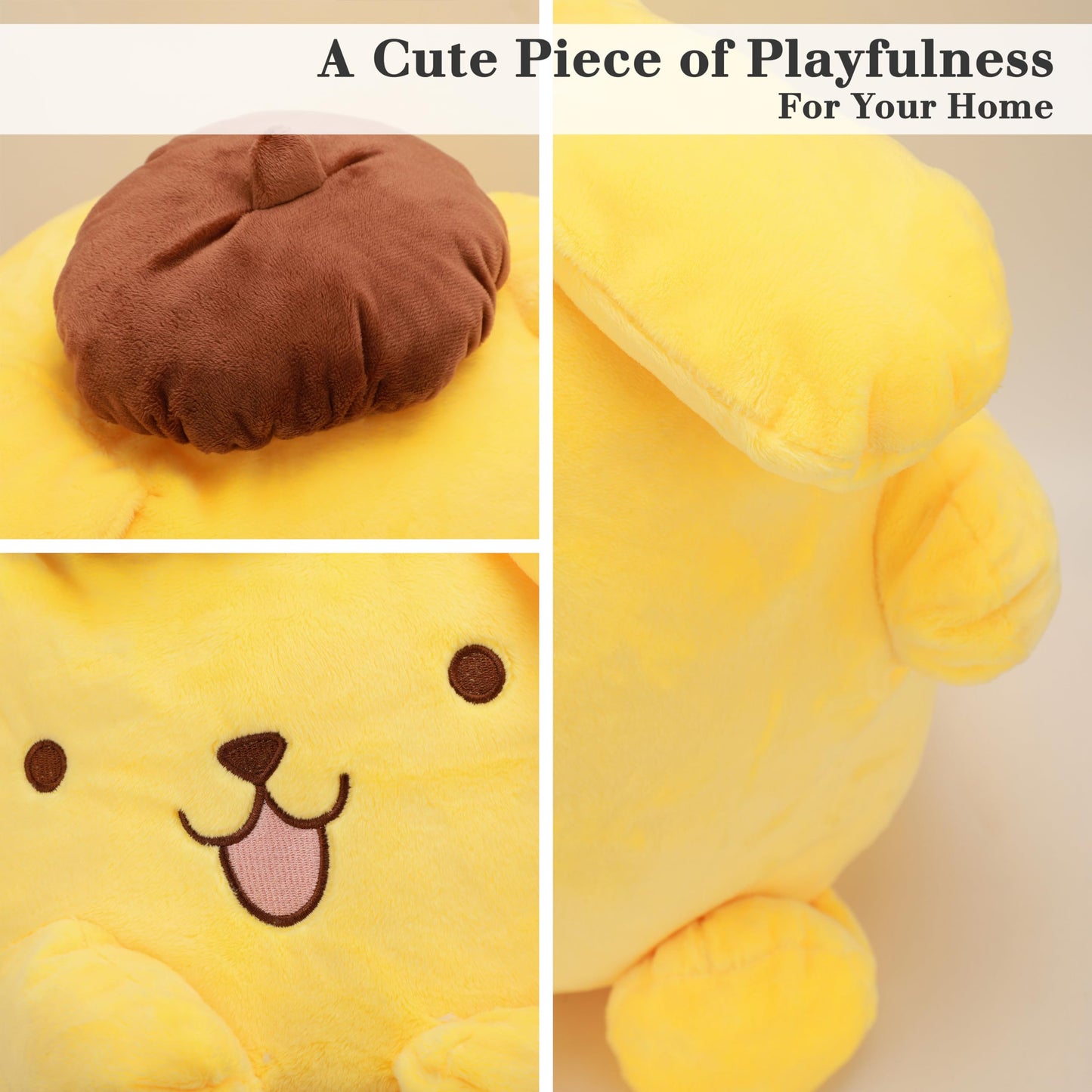 Juju Pompompurin Plush (20 in) - Cute Kawaii Stuff - Kawaii Accessories Pompompurin Stuff - Pompompurin Accessories Cute Accessories - Kawaii Plush Pom Pom Purin Plush - Kawaii Plushies (Fun)