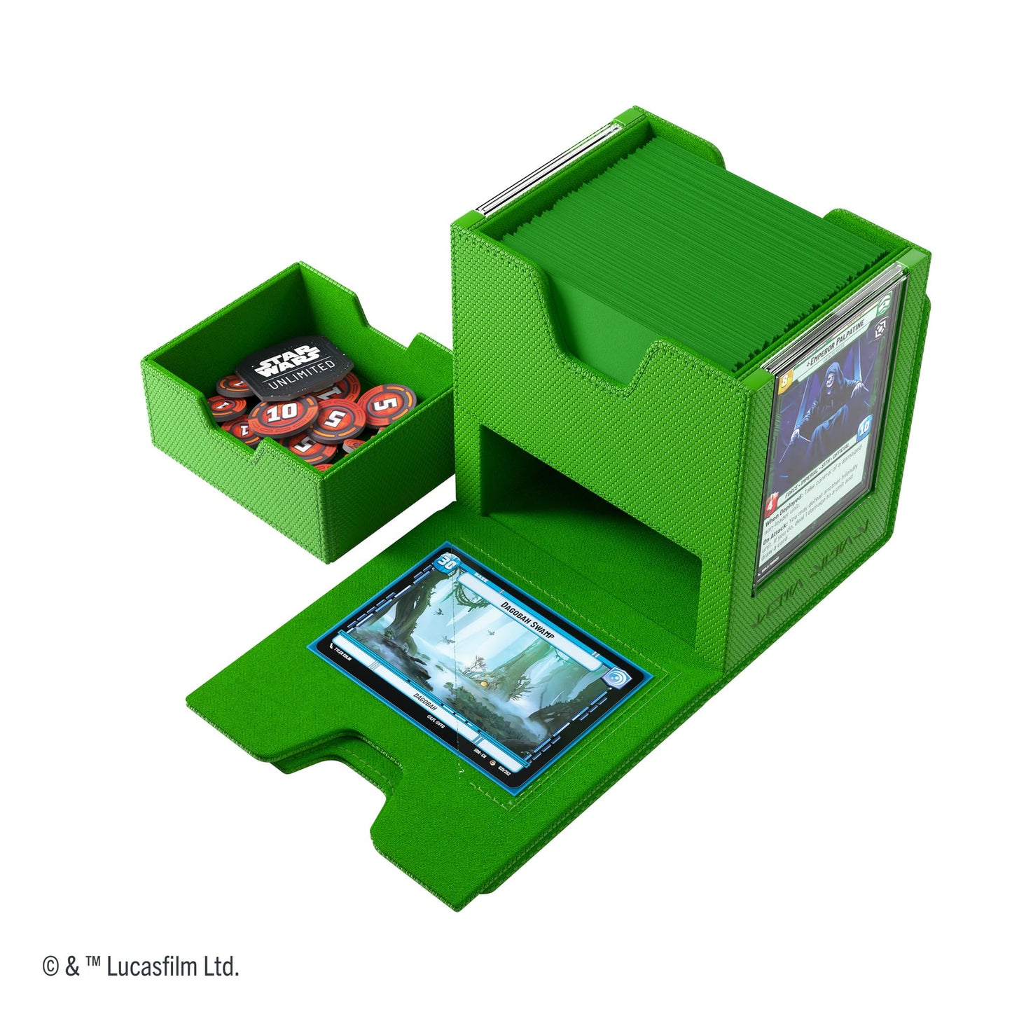 Gamegenic Star Wars Unlimited Twin Suns DECK POD - Premium Deck Box with UV-Protected Card Cases, Holds 100 Double-Sleeved Cards, Designed for the Star Wars Unlimited TCG, Green Color, Made