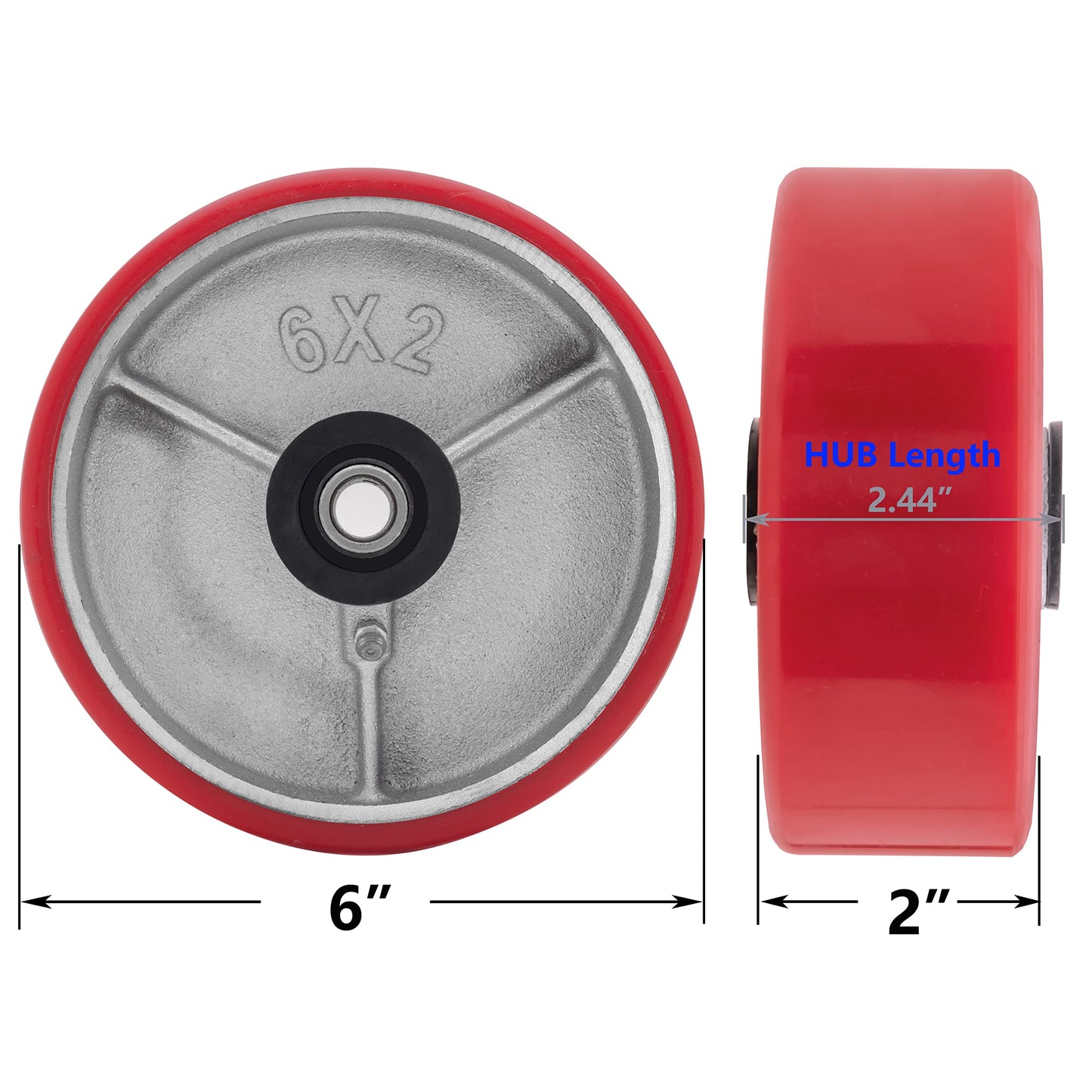 6"X 2" Heavy Duty Casters Wheels - Industrial Caster Wheels Polyurethane Caster Wheel with Strong Load-bearing Capacity 5000 LB, heavy duty casters wheel -set of 4, Widely Used in Tool Box, Trail Jack