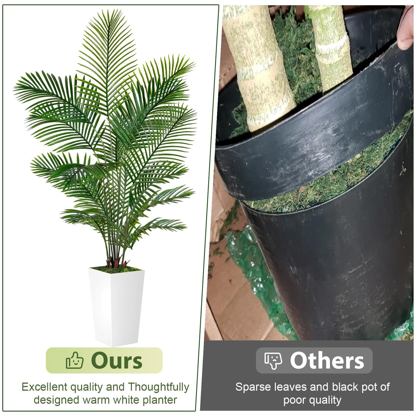 VIVATREES Palm Tree 6FT Artificial, 72in Tall Faux Palm Tree with 15.7 White Planter, Fake Potted Tree for Indoor & Outdoor Home Office Decor