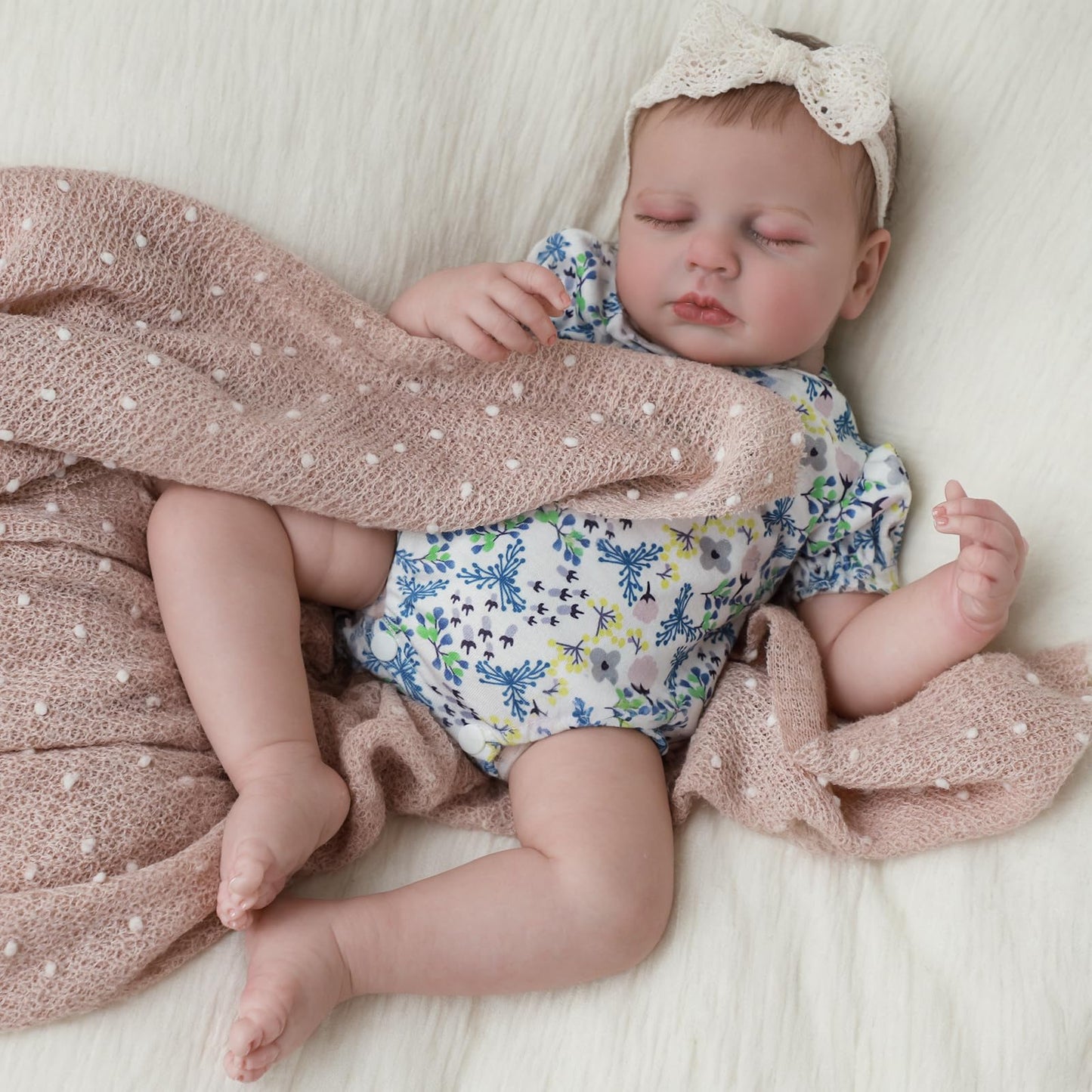 SCOM Lifelike Reborn Baby Dolls Loulou - 20 Cute Realistic Silicone Baby Girl, Weighted Full Vinyl Body Newborn Doll with Accessories for Ages 3+ | Premium Gift