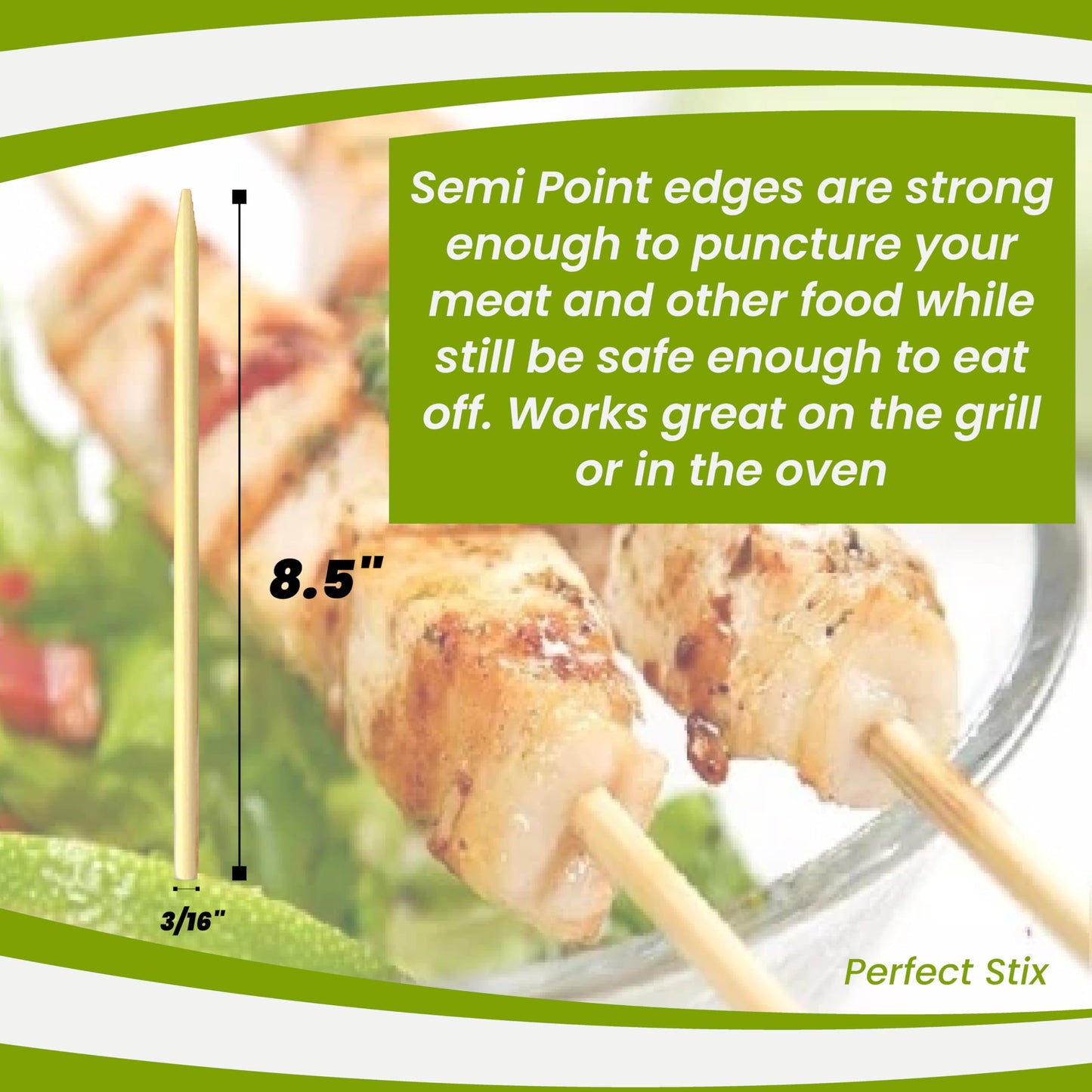Perfect Stix Wooden Corn Dog Stick Skewers 8.5" x 3/16" Semi-Pointed (Pack of 1005) Semi-Pointed Tip