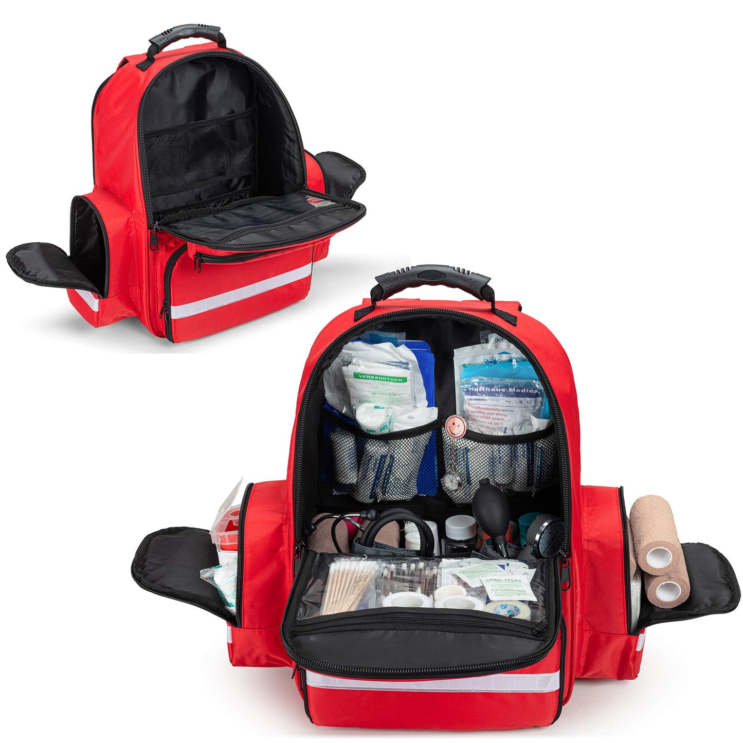 Trunab First Responder Bag Trauma Backpack Empty, Medical Emergency Kits Storage Jump Bag Pack for EMT, EMS, Police, Firefighters, Safety Officers - Patented Design Red