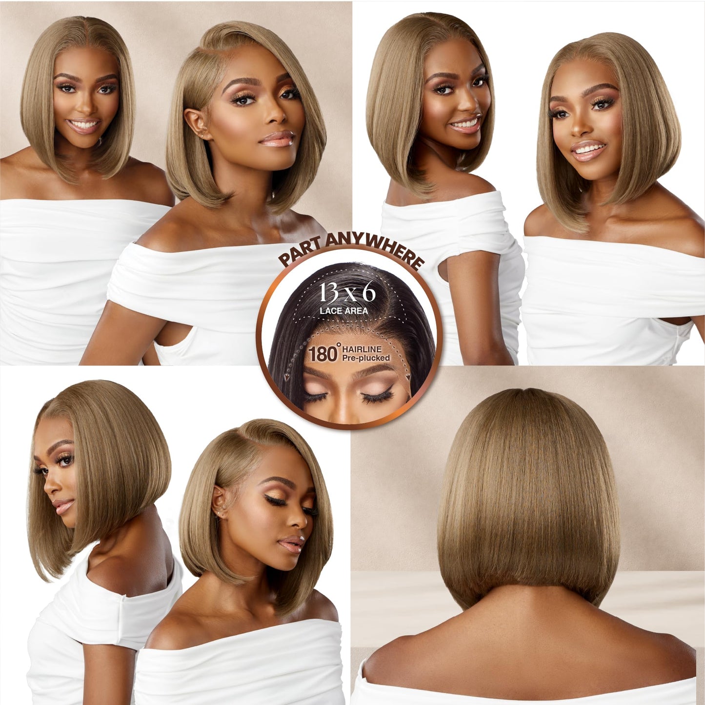 Sensationnel Bare lace 13x6 wigs - unit 3 lacefrontal glueless synthetic 180 degree preplucked hairline (1B OFFBLACK)