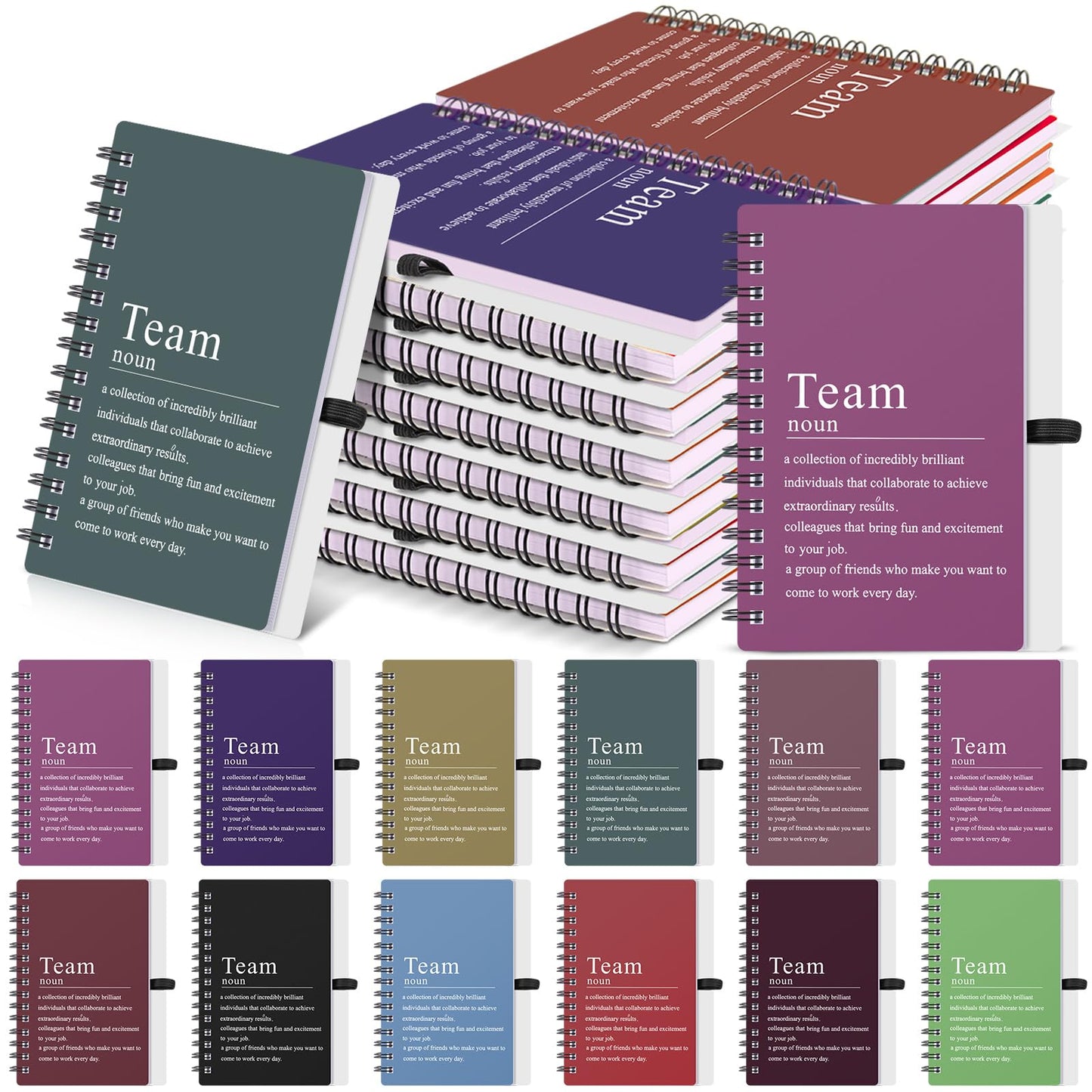 Fullhawl 24 Pcs Team Appreciation Gift Bulk for Employee A6 Spiral Notebook Motivational Journal Notepad Thank You Gift for Nurse Teacher Coworker Employee, 100 Page/50 Sheet(Bright Color)