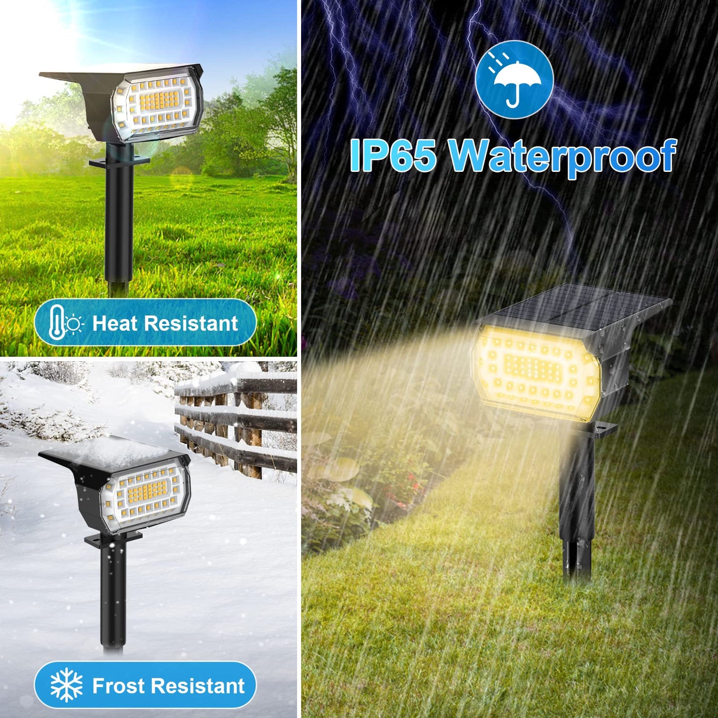 MinPea Solar Spot Lights Outdoor, [57 LED/10 Pack] Solar Lights Outdoor IP65 Waterproof, 3 Modes Solar Powered Landscape Spotlights for Garden Yard Outside Patio Pathway Pool(Warm White)