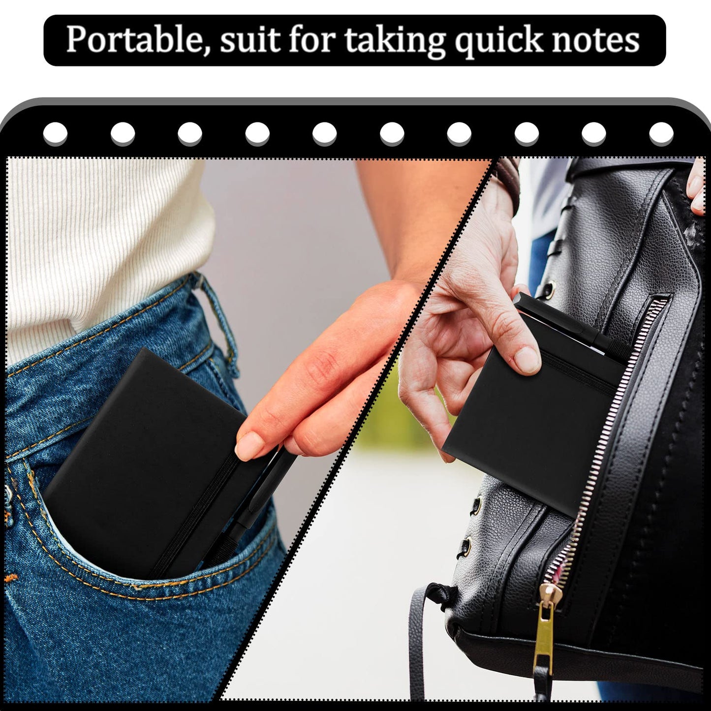 Laumoi 36 Sets Pocket Notebook Journals with Pens A6 Cute Small Journal Notebook Ruled Lined Mini Notepad Hardcover Executive Notebooks Set with Pen Holder for School Office, 3.7 x 5.7 Inch (Black)
