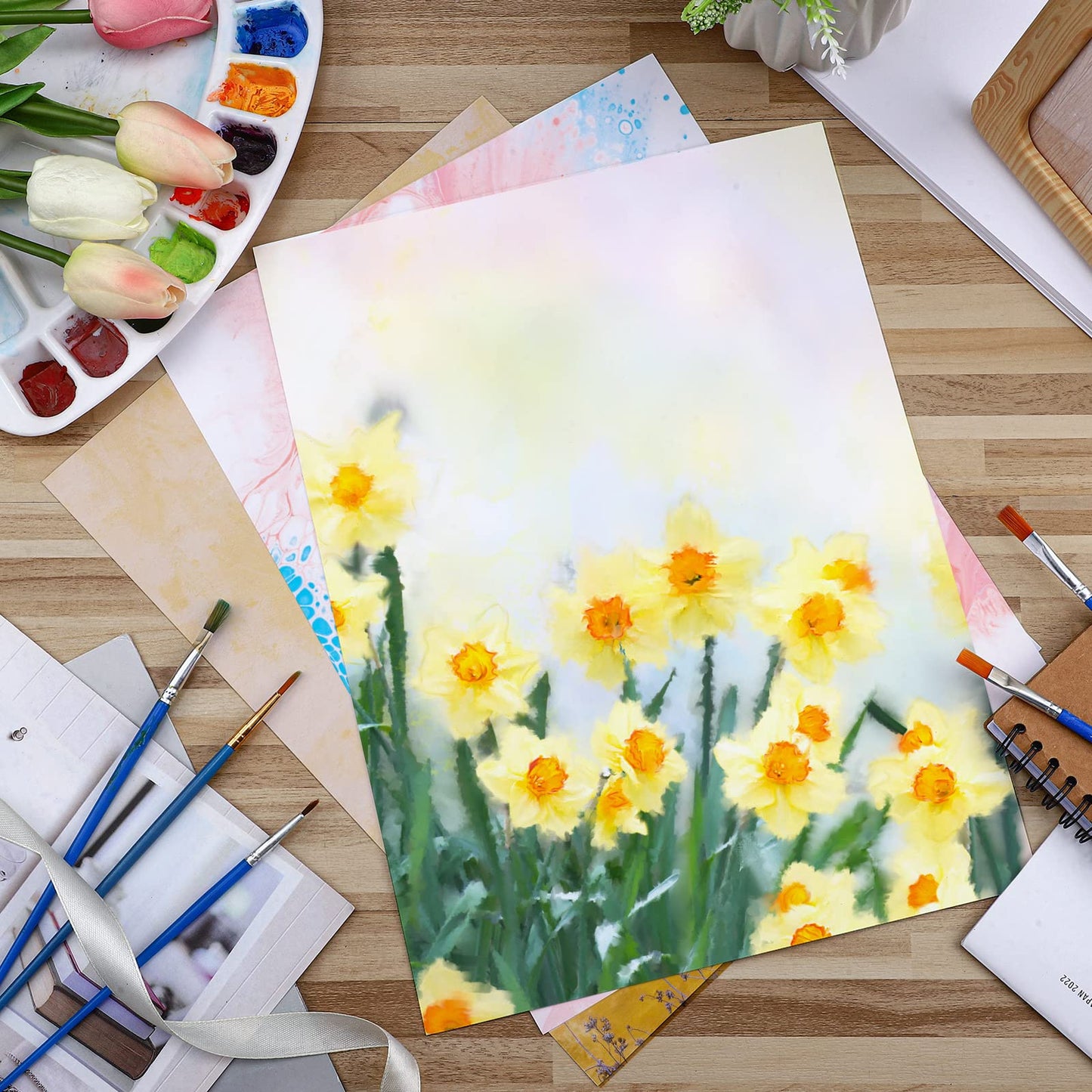 Spiareal 100 Sheets 9 x 12 Inch Watercolor Paper Bulk 140 Lb/300 GSM White Construction Paper Cold Press Blank Cotton Art Paint White Color Pad Artists Drawing Christmas Cards