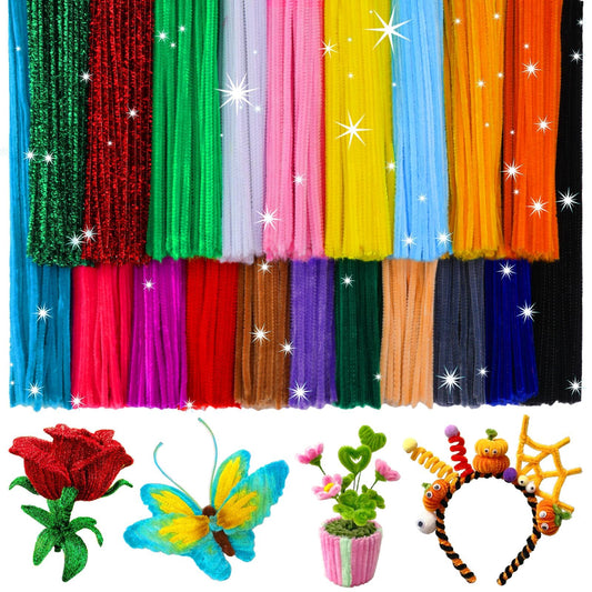 2000PCS Pipe Cleaners, Pipe Cleaners Chenille Stem 20 Assorted Colors, Pipe Cleaners Craft Supplies Include Pom Poms Googly Eyes for DIY Arts Crafts Project
