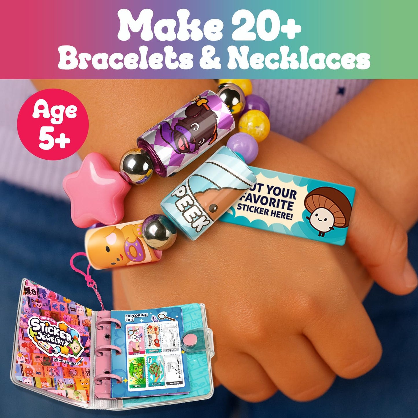 Sticker Bracelet Set | Includes 80 Mini Stickers & 2 Mystery Rolls | Over 1000 Collectible Designs | Wearable Toy for Kids