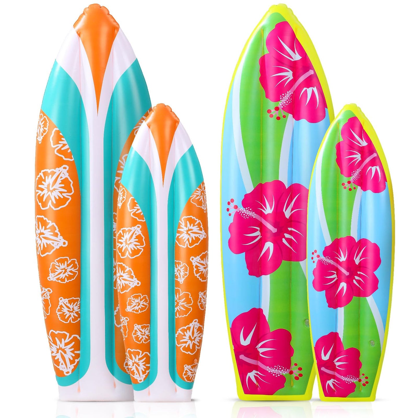 JellyArch 4 Pcs Inflatable Surf Board Inflatable 36 Inch59 Inch Tropical Beach Luau Party Decorations Blow up Surfboard Pool Floats Board for Beach Hawaiian Party Decorations