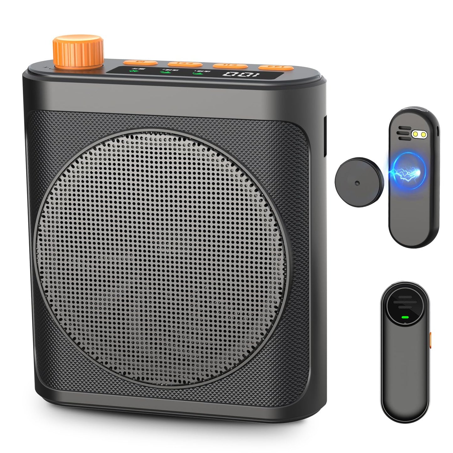 Voice Amplifier Wireless Microphone with Magnetic Lavalier, Bluetooth Voice Amplifier for Teachers with 2 Mic, Rechargeable Portable Microphone Speaker for Classroom, Yoga, Meetings, Speeches