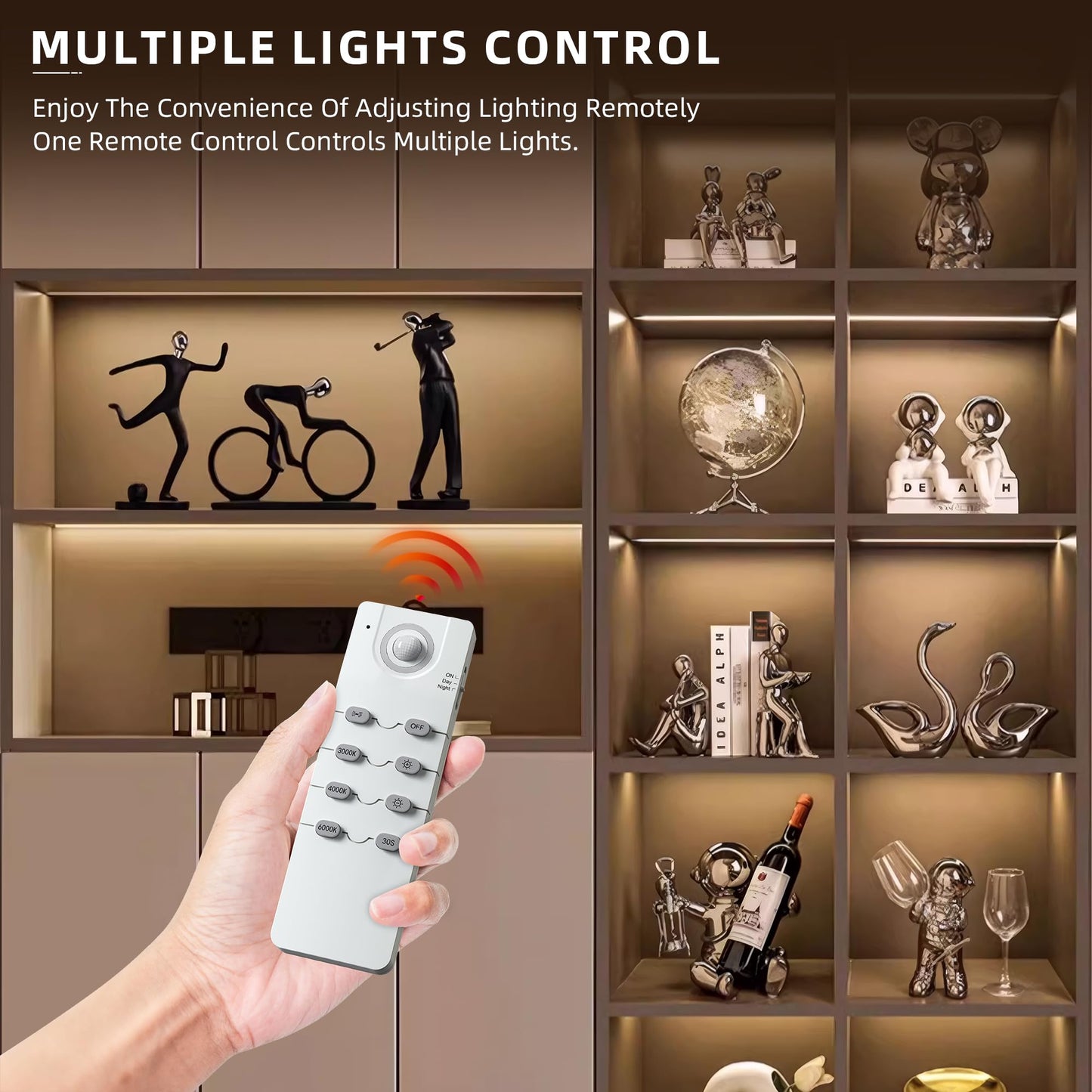 204 LED Under Cabinet Lights Wireless with Full Lighting,Rechargeable Closet Lights with Remote and Motion Sensor Indoor,Under Counter Light with CCT and Dimmable for Kitchen,Stair(5 Pack,23.6inch)