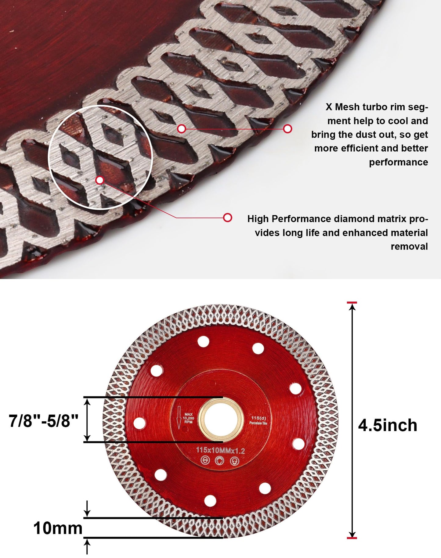 Casaverde 5Pcs/Lot 4.5" Super Thin Diamond Porcelain Saw Blade for Cutting Ceramic or Porcelain Tiles (4.5"-5pcs)…