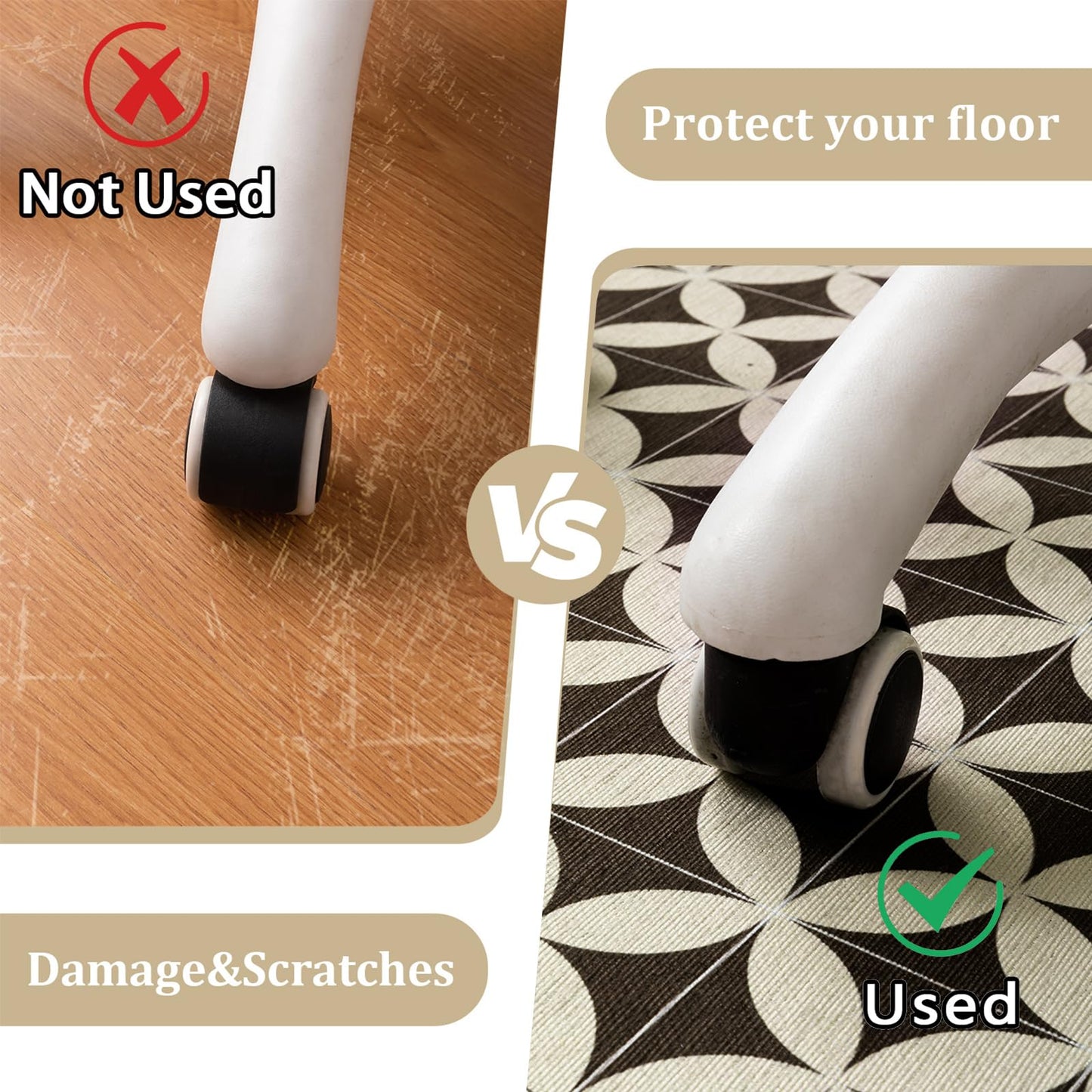 Office Chair Mat for Hardwood Floor, 60"x45" Easy Glide Computer Desk Mat Protector for Rolling Chair Under Desk Rug Nonslip Backing, Machine Wash, (Modern)