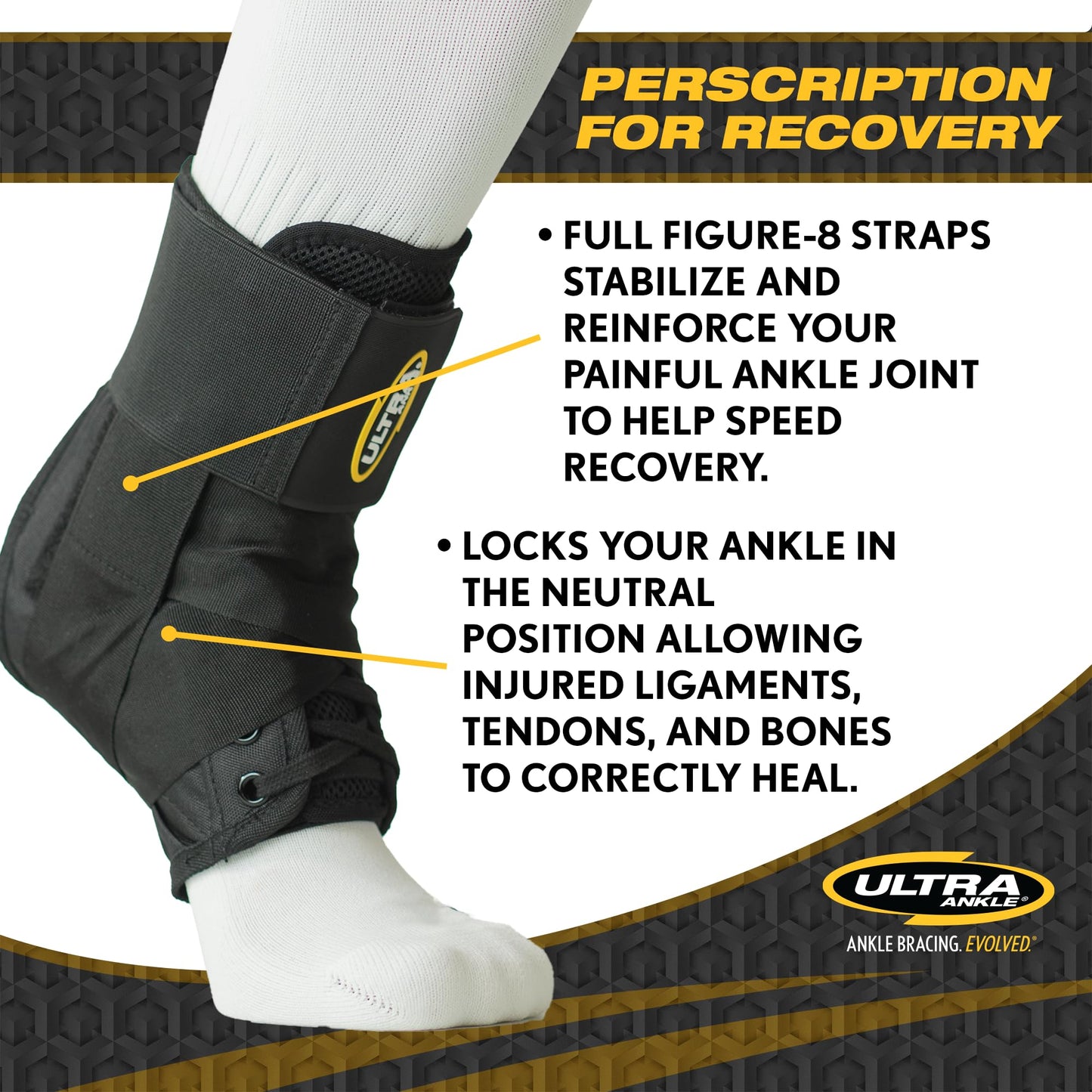 Ultra 360® Lace-Up Adjustable Ankle Brace – For Ankle Stabilization, Adjustable Compression