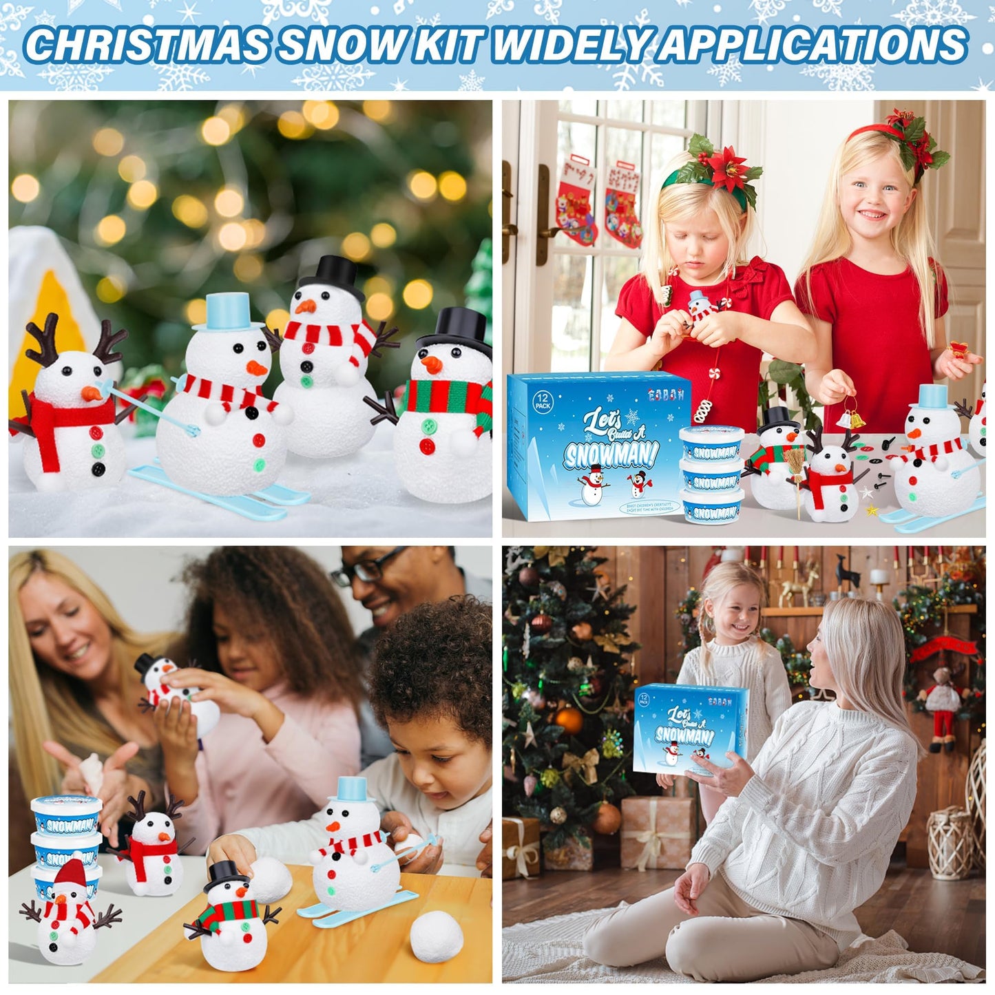 24 Pack Build a Snowman Kit, Christmas DIY Snowman Crafts for Kids Bulk, Snowman Kit Winter Decorations Indoor, Creative Kids Air Dry Clay Modeling Crafts Kit for Christmas Kids Gifts Favor Supplies