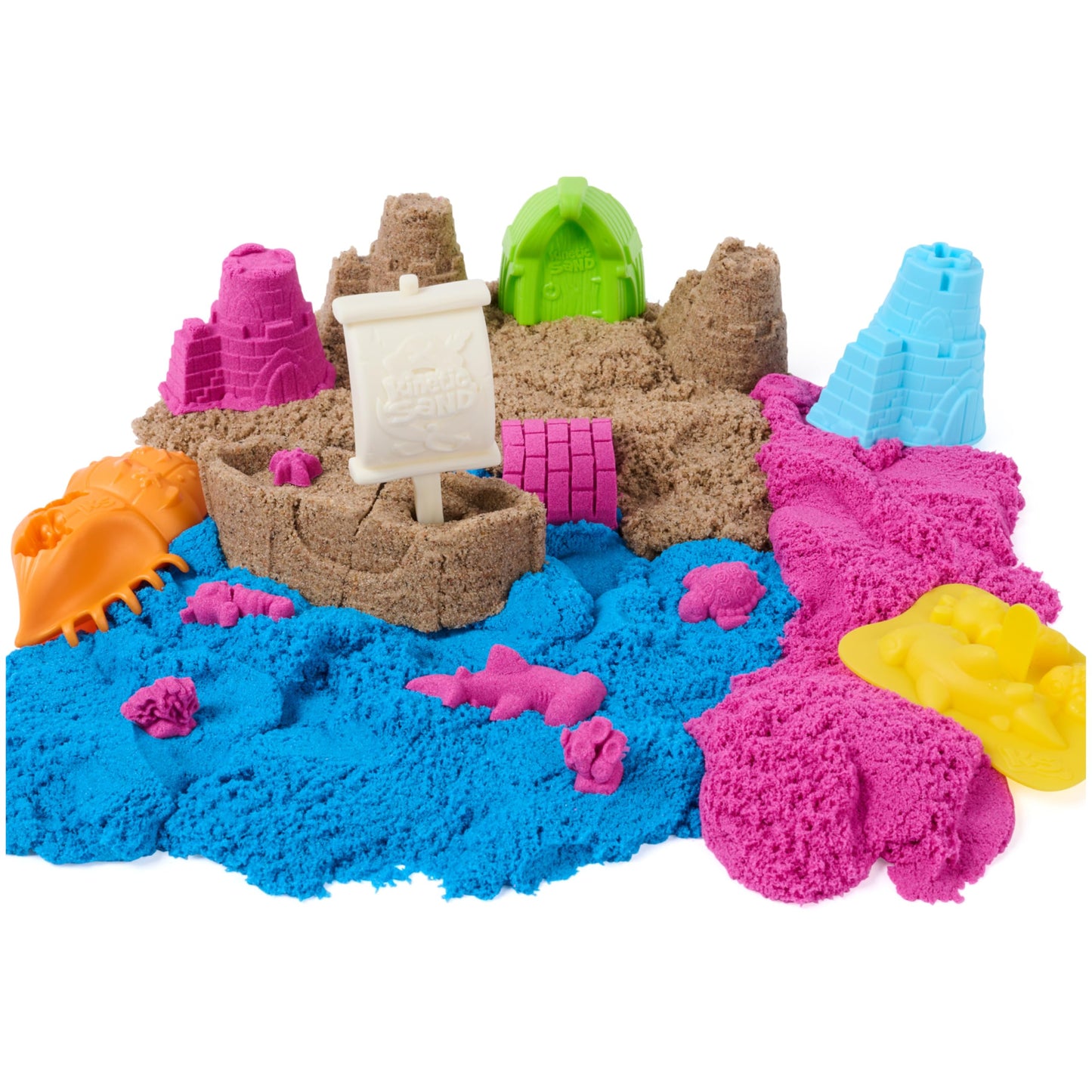 Kinetic Sand, Sandy Shore Adventures 3-in-1 Beach Playset with 32 oz of Moldable Play Sand and 5 Tools, Arts and Crafts Sensory Toys and Craft Kits for Kids Ages 5 and up