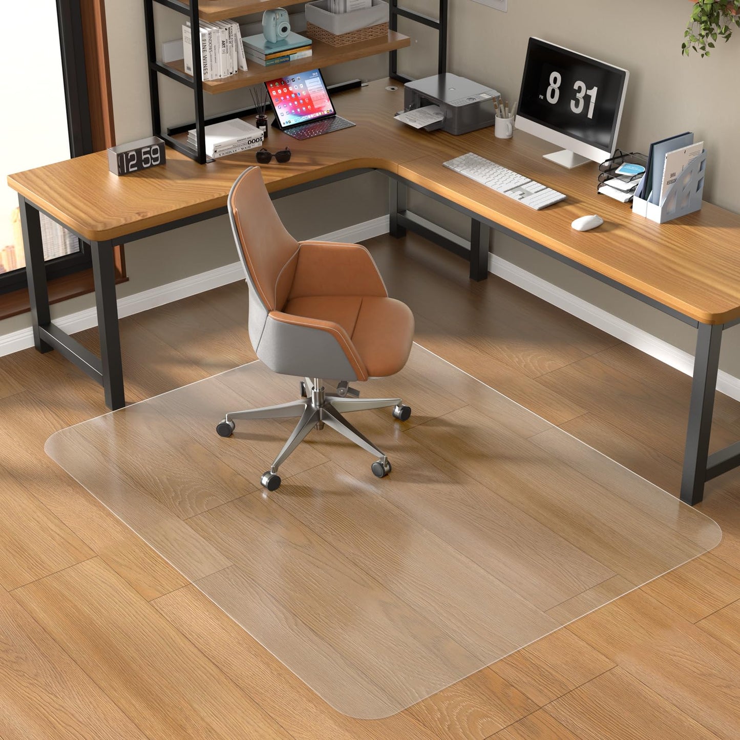 MESHDO Office Chair Mat for Hardwood Floor, 48" X 60" Desk Chair Mat for Hard Floors, PVC Clear Floor Protector for Home and Office Floor Mat - Can't be Used on Carpet