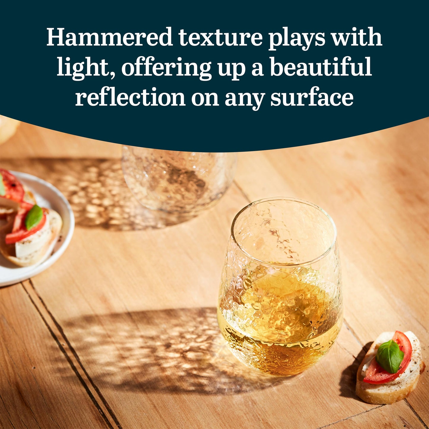 Libbey Hammered Stemless All-Purpose Wine Glasses, 17-ounce, Set of 8