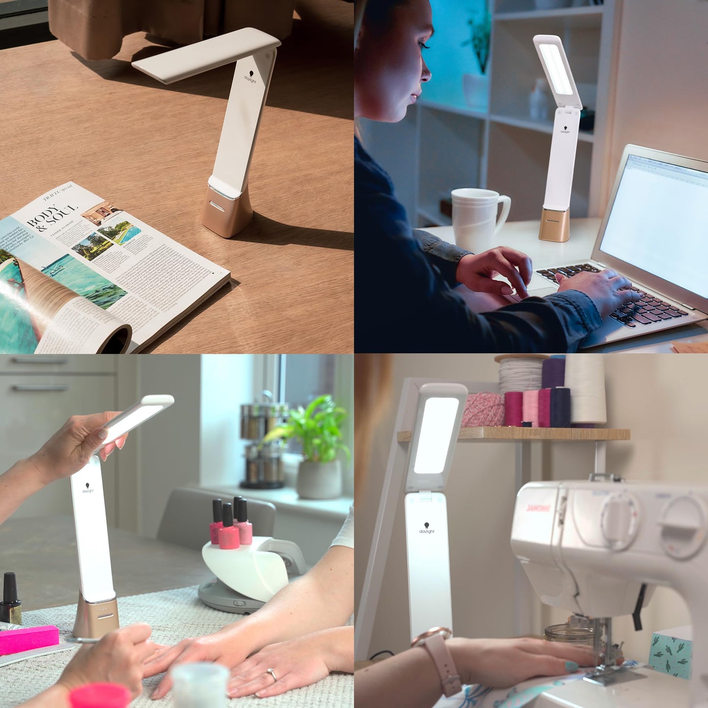 Daylight Company Smart Go Portable Lamp, Ideal for Reading, Light Therapy, Everyday Tasks, Crafts, Desk Work, DIY, Led, Chargeable lamp, 95+ CRI, 1 Count (Pack of 1), White