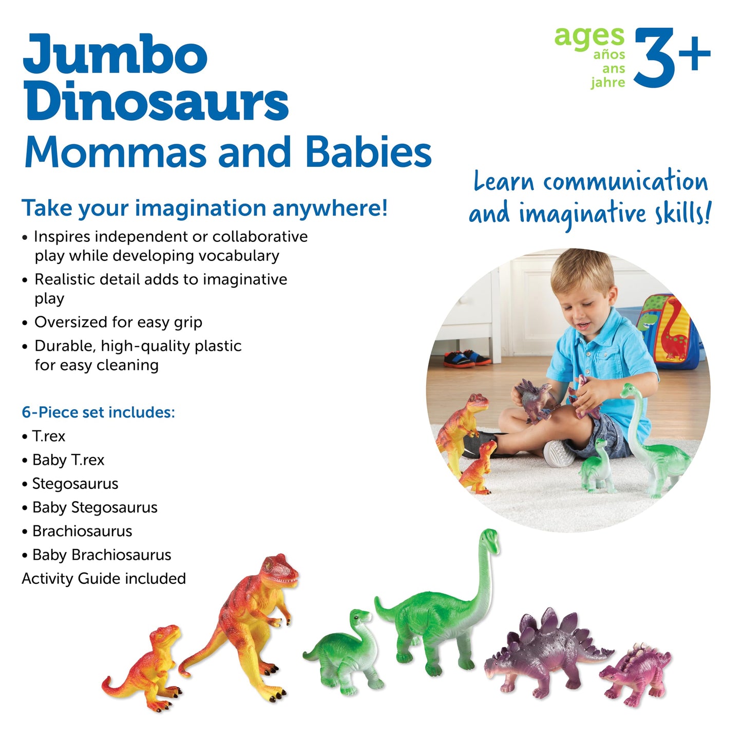 Learning Resources Jumbo Dinosaurs: Mommas and Babies Toy Set (6 Piece)