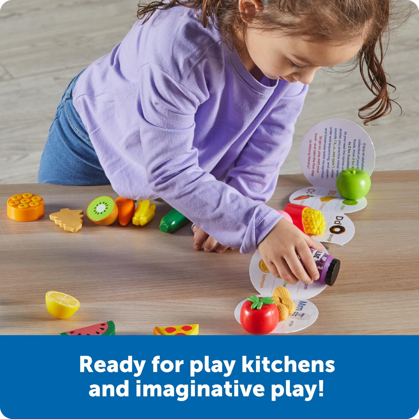Learning Resources A to Z Mini Foods, Play Kitchen, Pretend Play, Montessori Toys for Kids, Preschool Toys, Ages 3+, 27 Pieces
