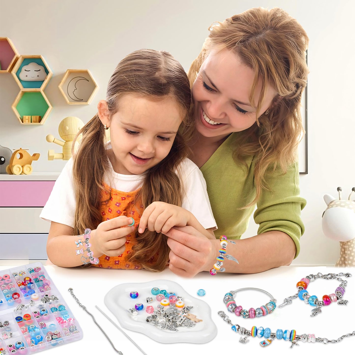305Pcs Charm Bracelet Making Kit with Organizer Box, Uniartfy Beads Charms for Jewelry Making Kit, Birthday Gifts for Girls 8-12, DIY Arts Crafts for 6 7 8 9 10 11 12 Year Old Kids, Teens, Women