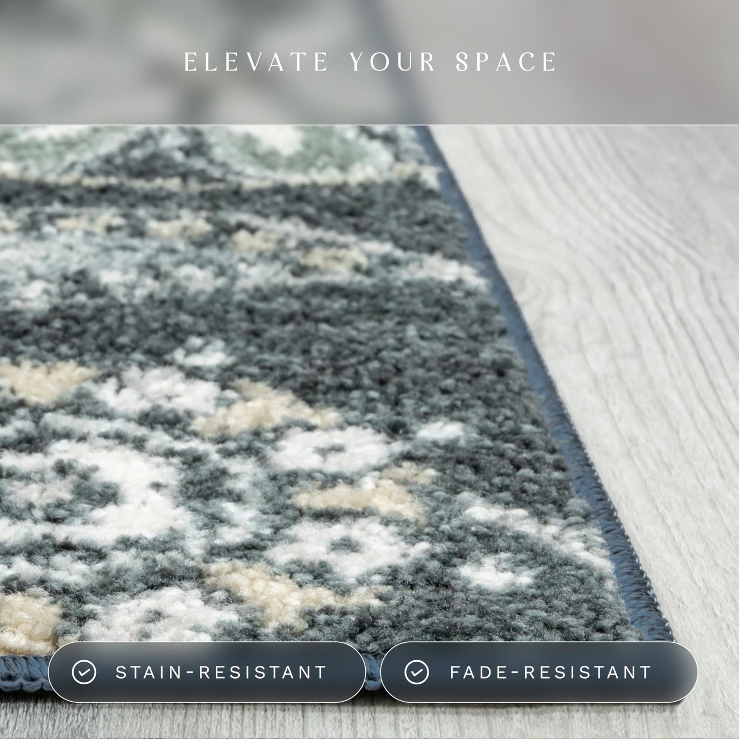 Maples Rugs Reggie Floral Area Rug - Made in USA - Washable, Non Slip, Pet-Friendly Mats for Living Room, Bedroom, and Office, 3'4" x 6', Persian Blue