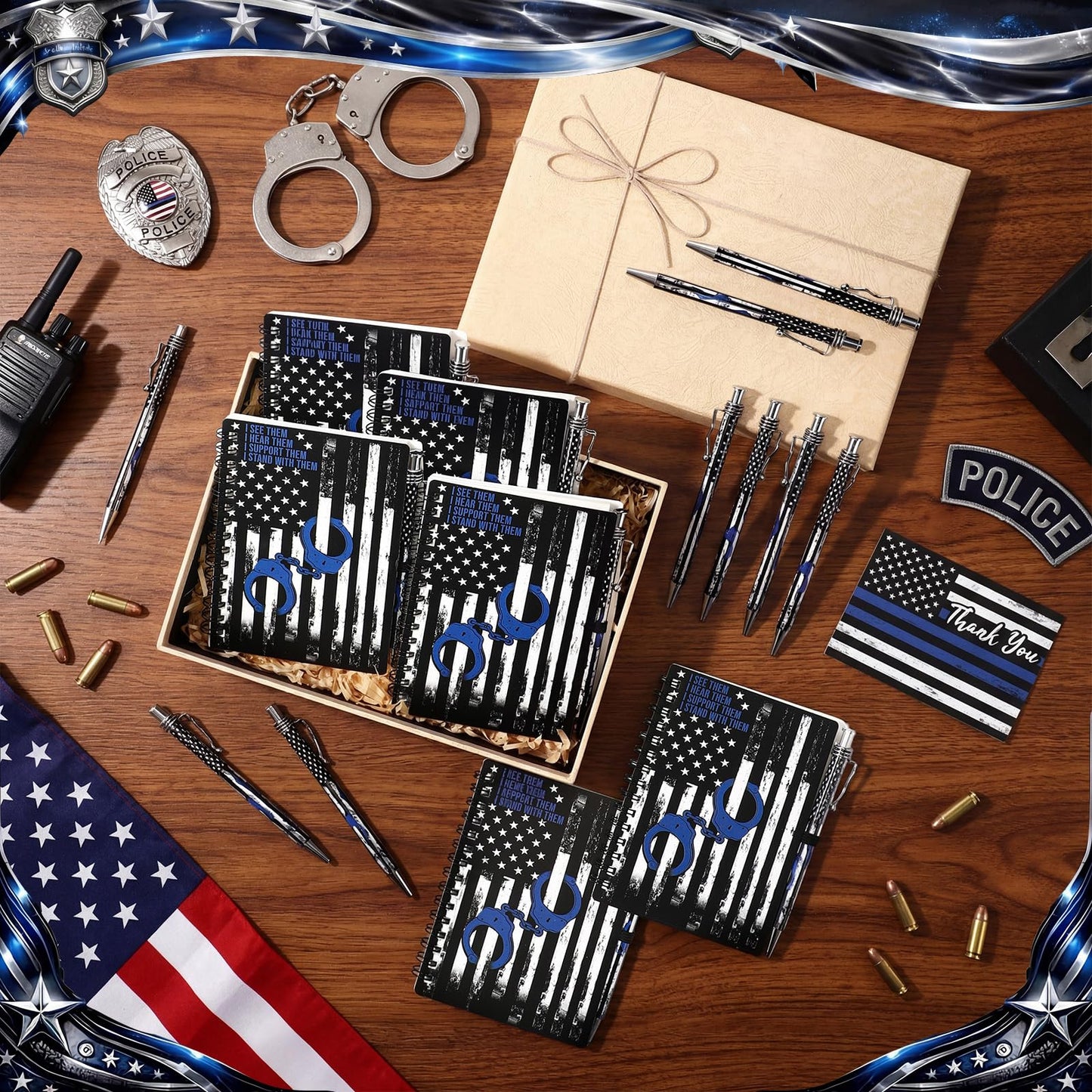 Tinlade 30 Set Police Gifts Bulk Police Academy Graduation Party Favors Notebook and Ballpoint Pen Law Enforcement Appreciation for Graduate Policeman Retirement Correctional Officer Men Sheriff