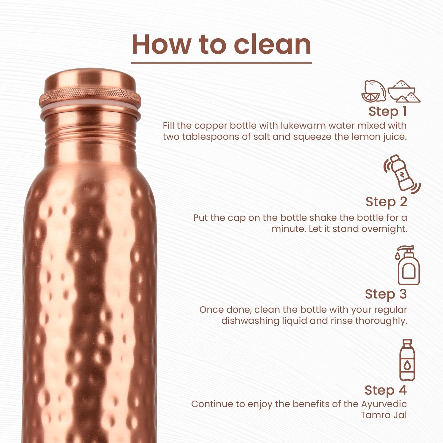 ANTIQUANA 34 Oz Pure Copper Water Bottle Set – Leak-Proof Hammered Design with Tumbler, Carrying Bag & Smooth Finish Decorative – Copper Home Decore